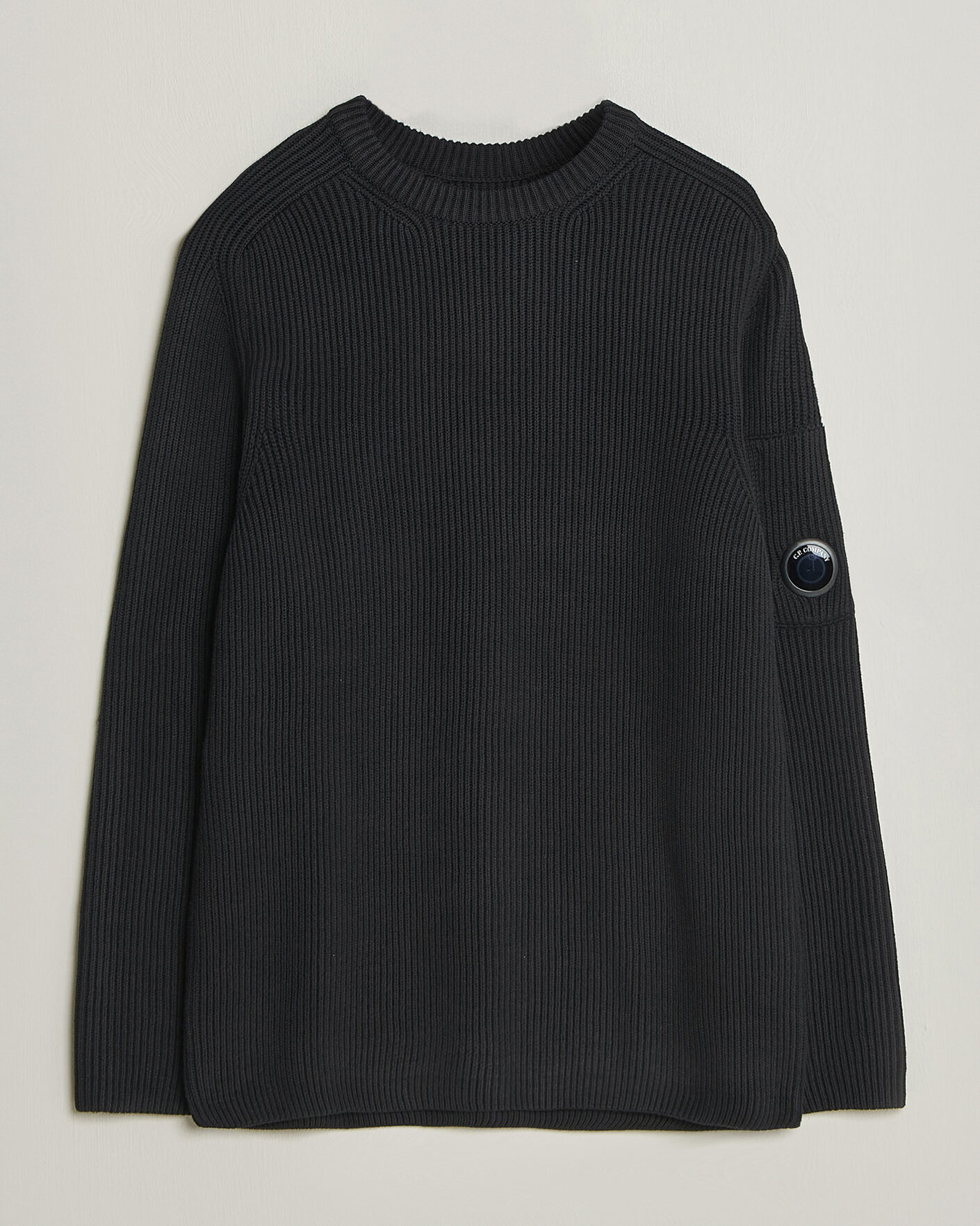 Herre | Gensere | C.P. Company | Full Rib Knitted Cotton Crew Neck Black