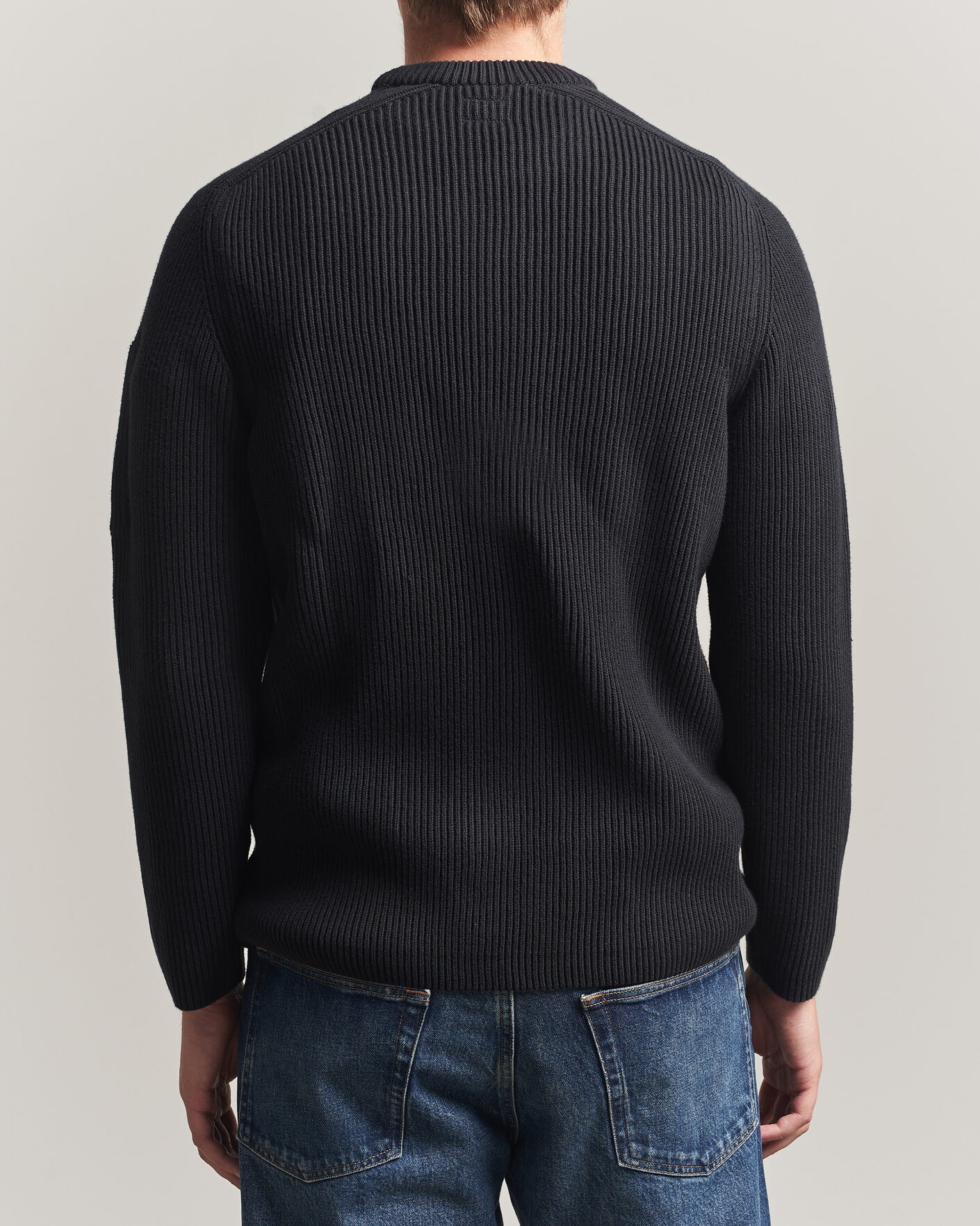 Herre | Gensere | C.P. Company | Full Rib Knitted Cotton Crew Neck Black