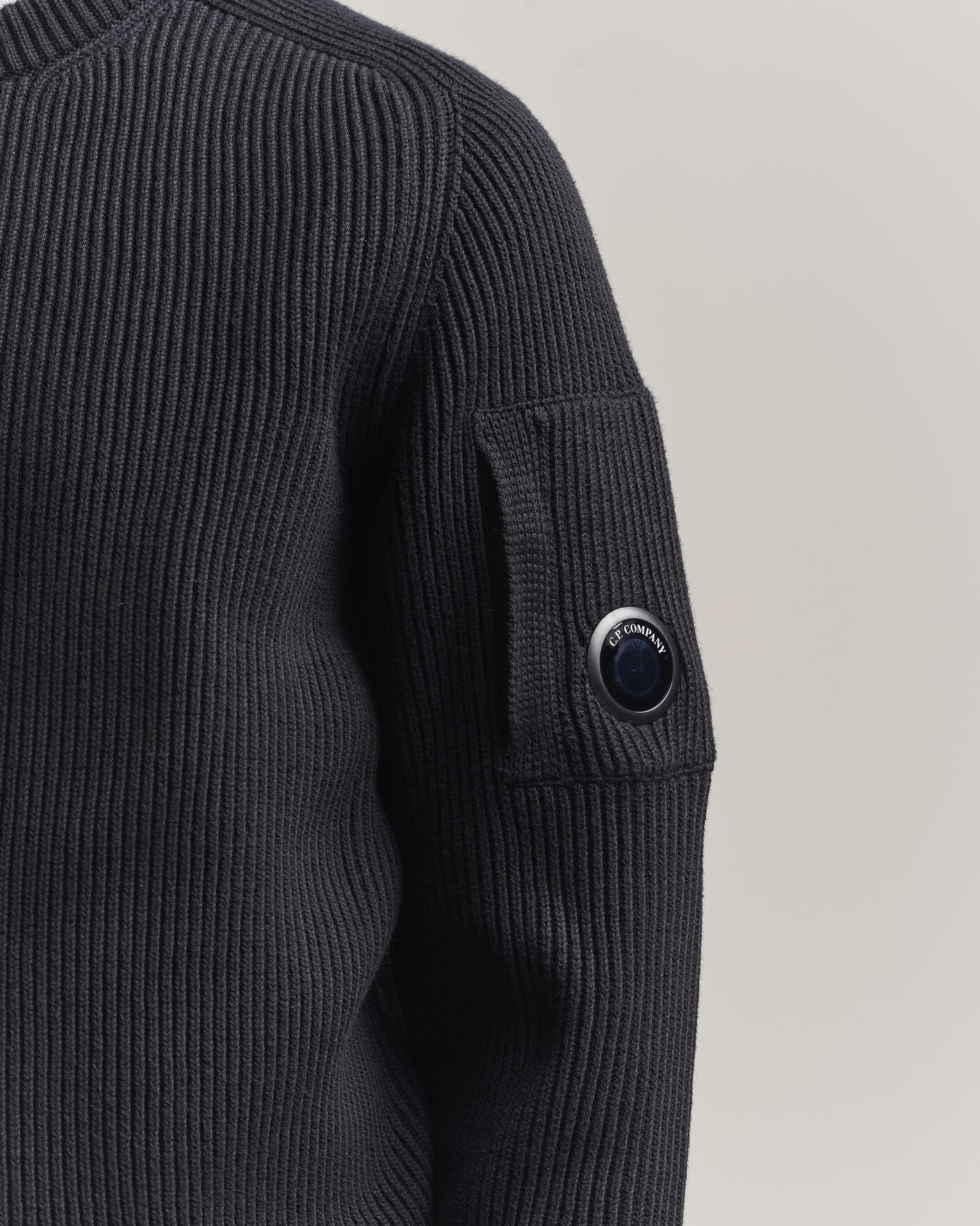 Herre | Gensere | C.P. Company | Full Rib Knitted Cotton Crew Neck Black