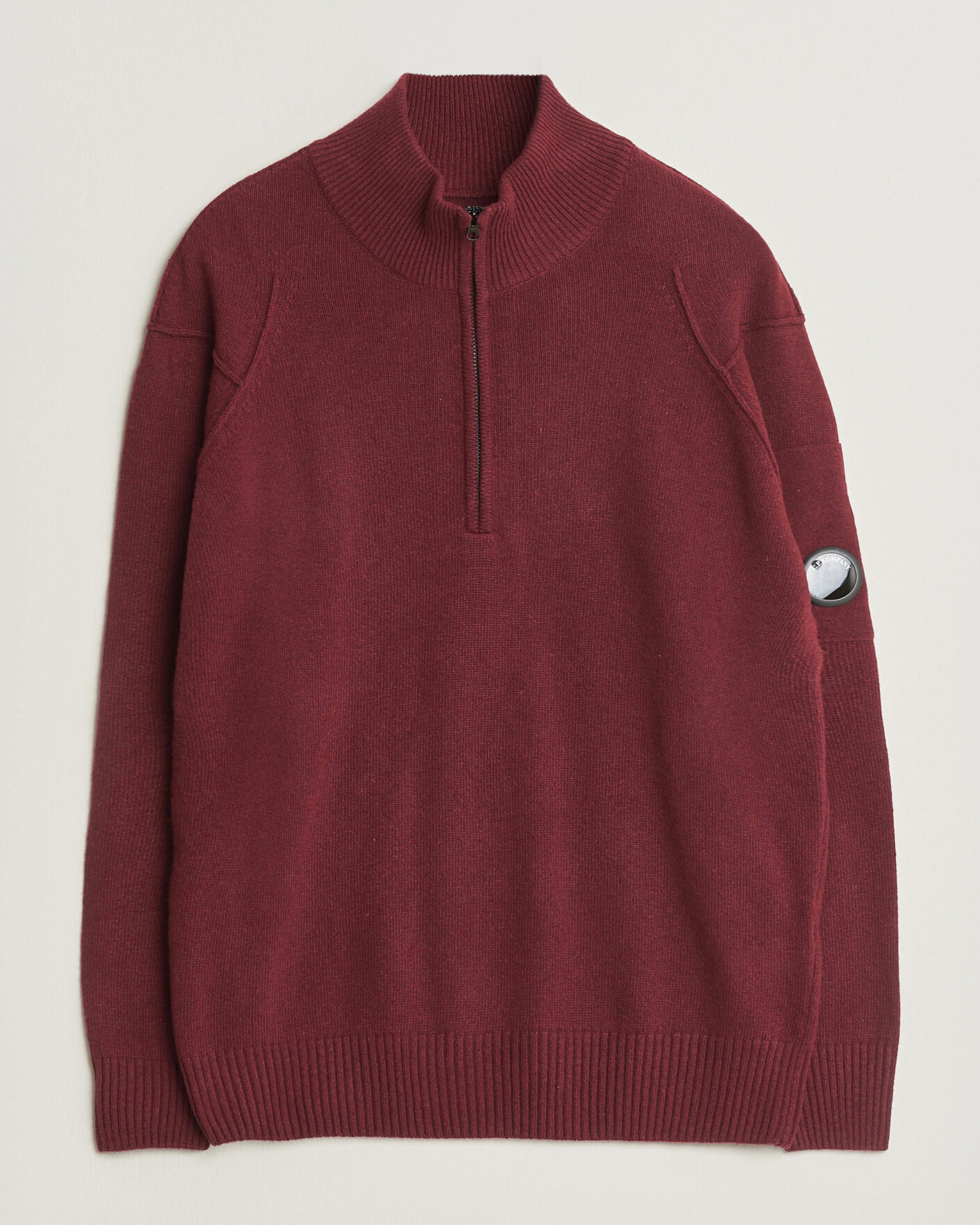 Herre | Gensere | C.P. Company | Knitted Lambswool Half-Zip Burgundy