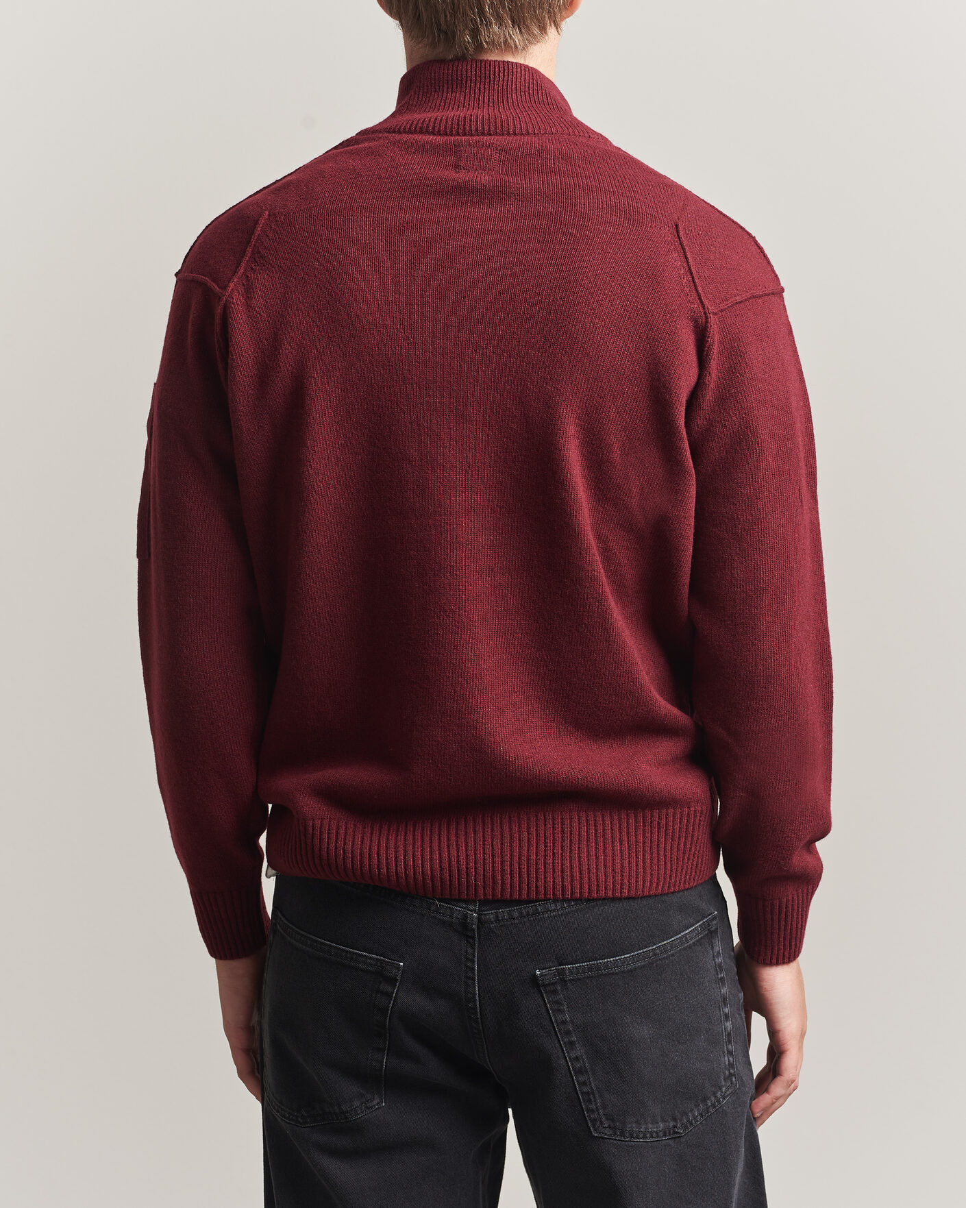Herre | Gensere | C.P. Company | Knitted Lambswool Half-Zip Burgundy