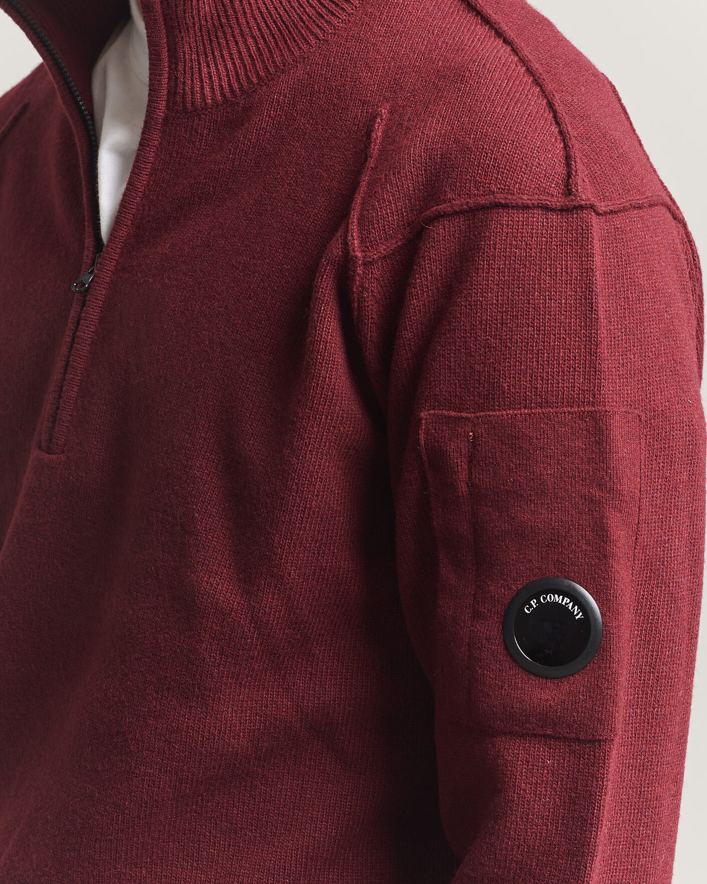 Herre | Gensere | C.P. Company | Knitted Lambswool Half-Zip Burgundy