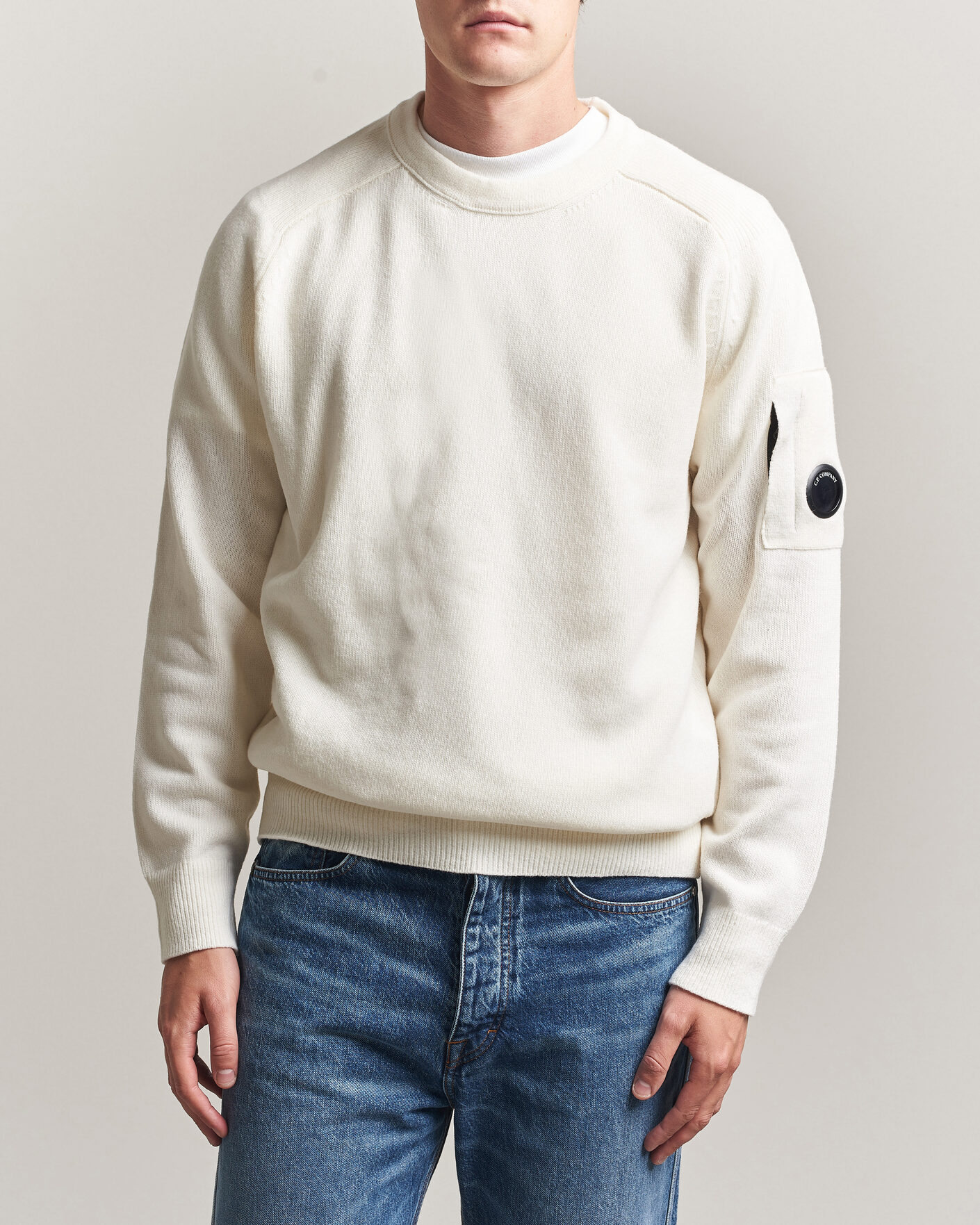 Herre | Gensere | C.P. Company | Knitted Lambswool Crew Neck White