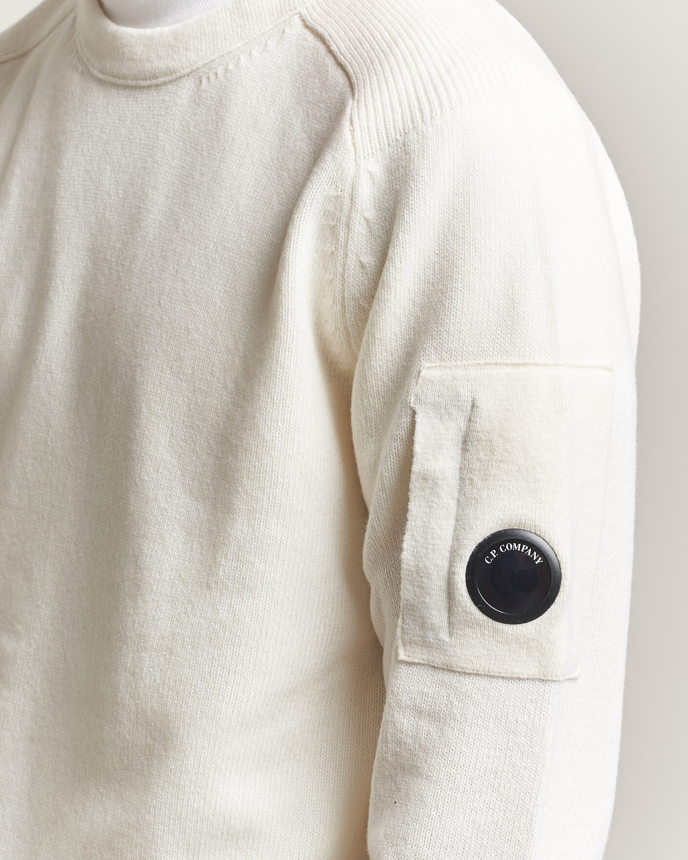 Herre | Gensere | C.P. Company | Knitted Lambswool Crew Neck White