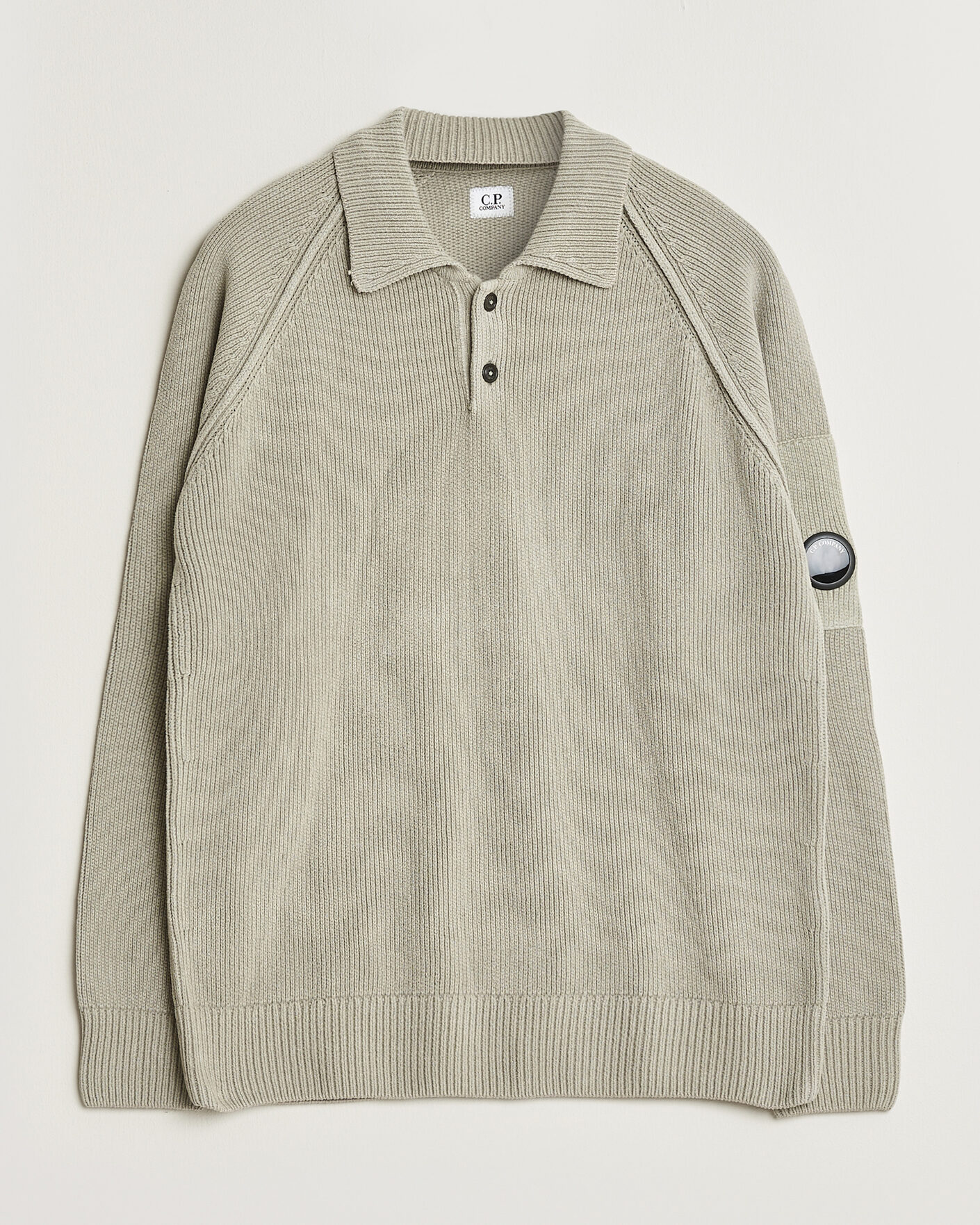 Herre | Gensere | C.P. Company | Cotton Chenille Polo Collar Light Grey