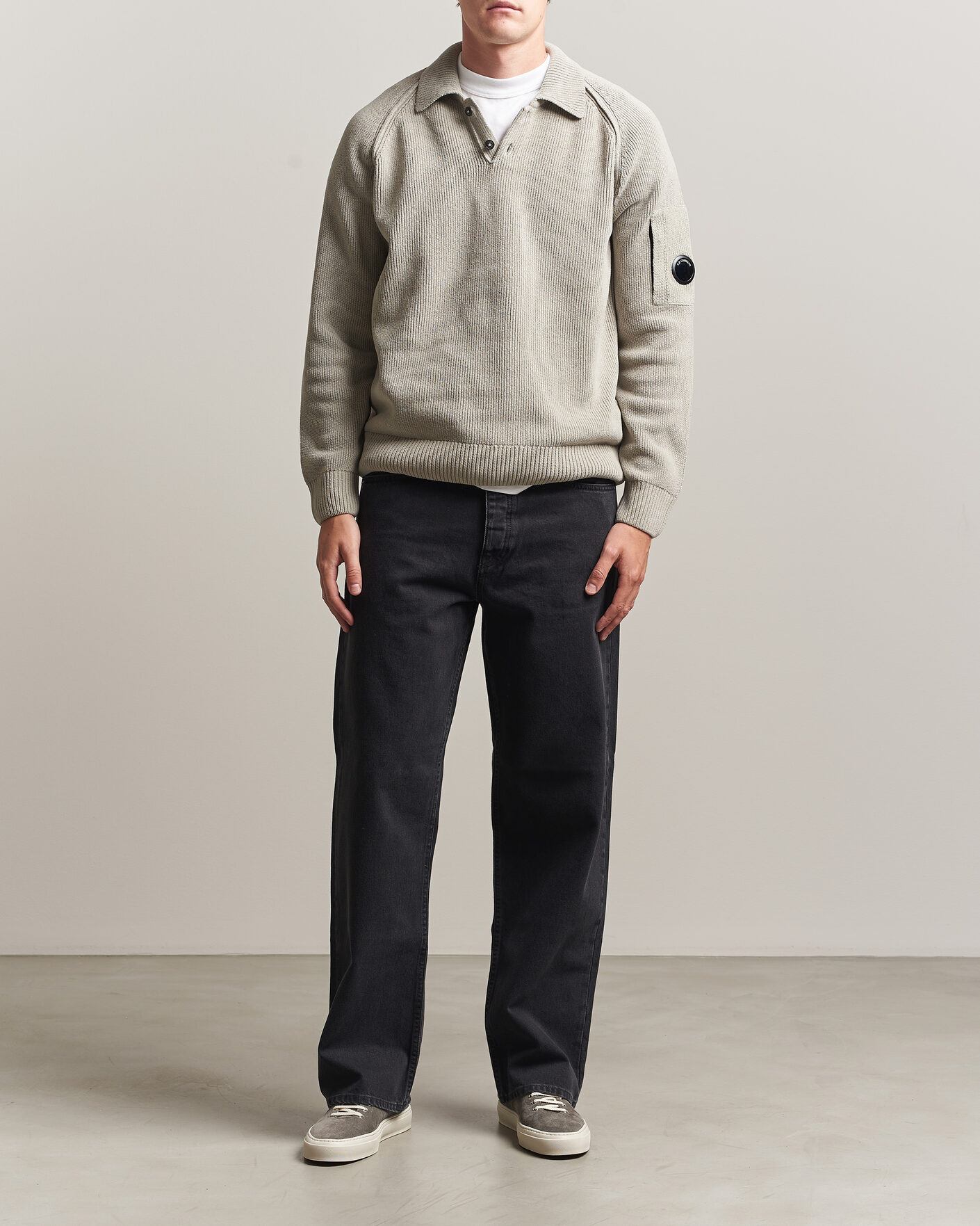 Herre | Gensere | C.P. Company | Cotton Chenille Polo Collar Light Grey