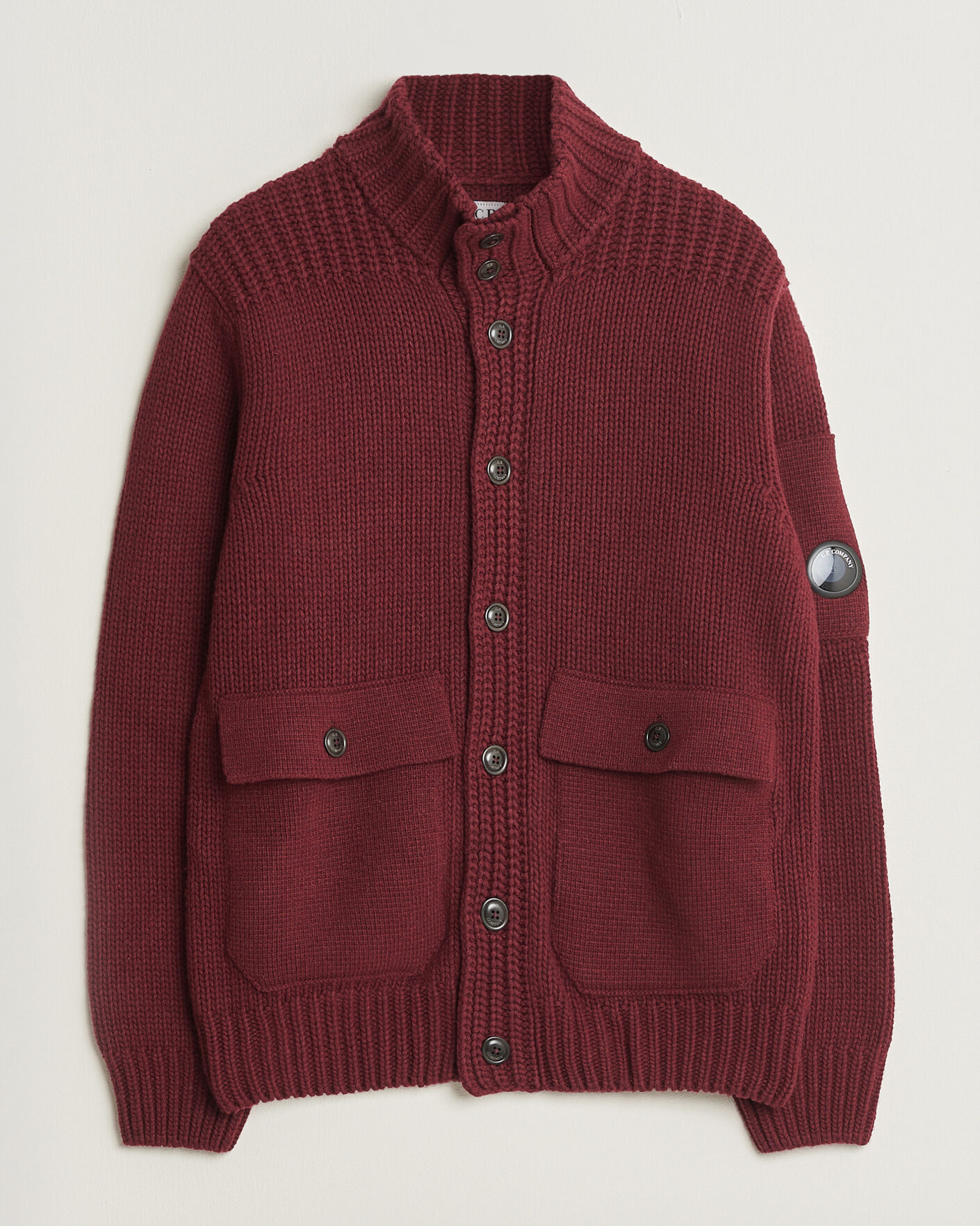Herre | Gensere | C.P. Company | Heavy Lambswool Cardigan Burgundy