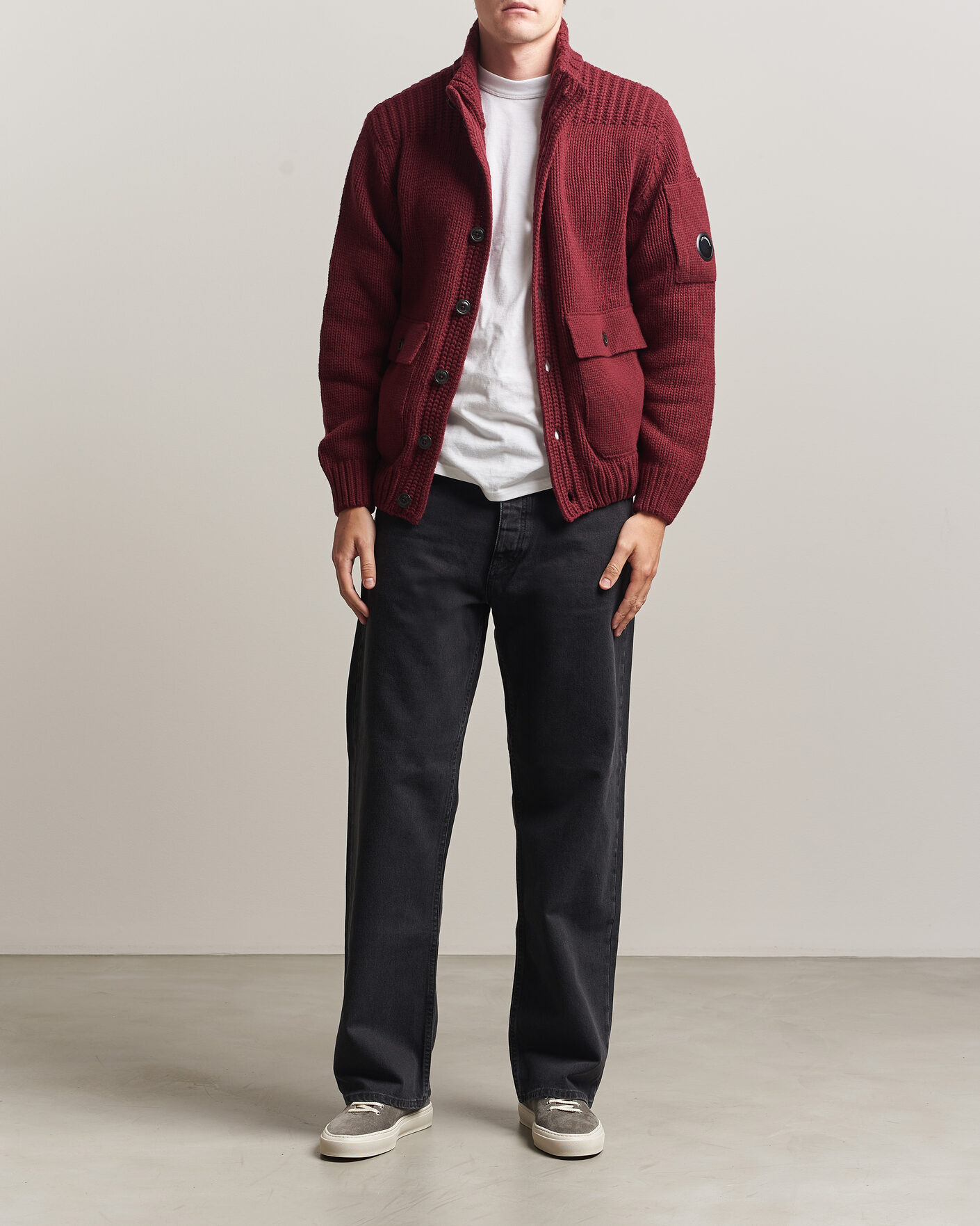 Herre | Gensere | C.P. Company | Heavy Lambswool Cardigan Burgundy