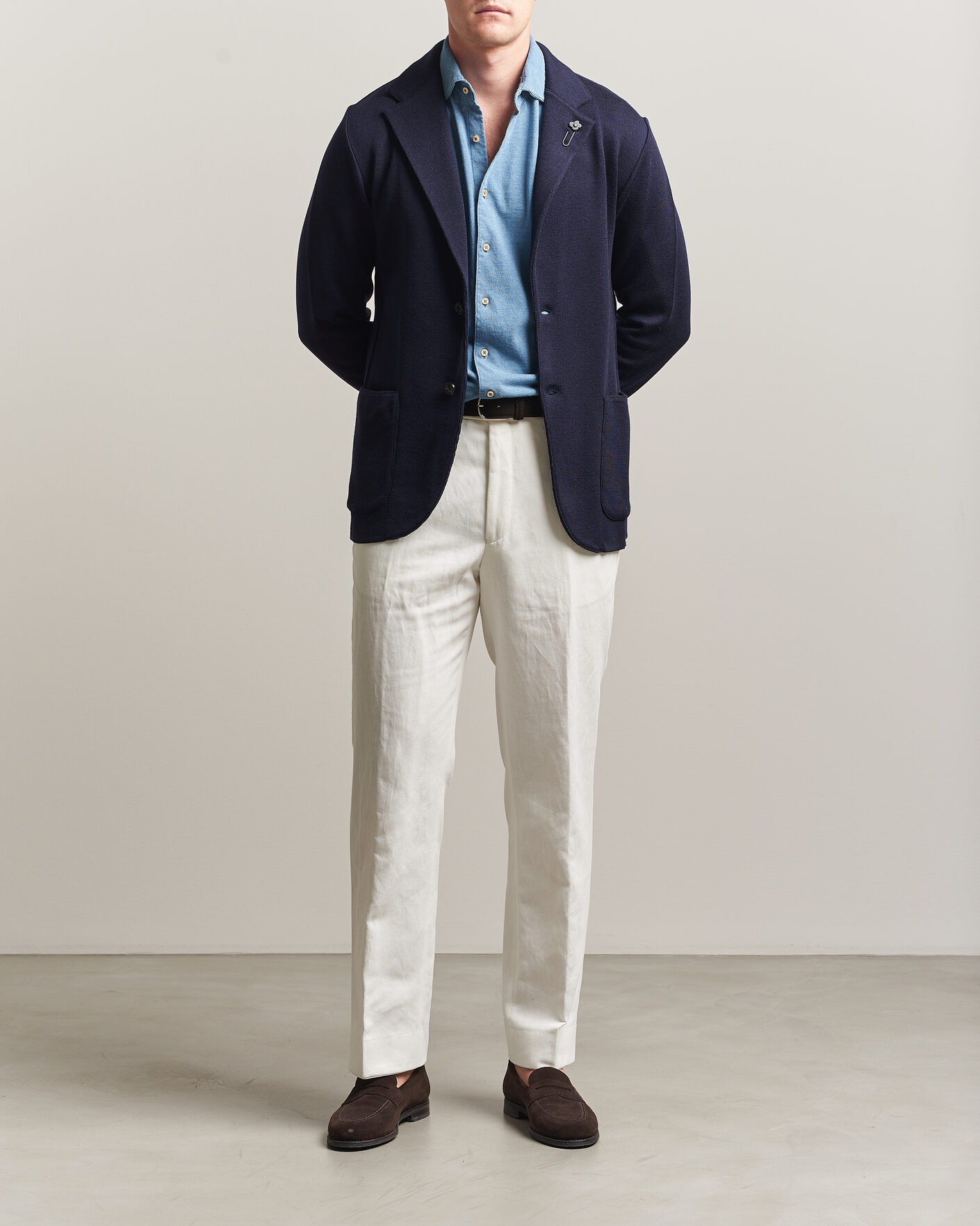 Herre | Dressjakker | Lardini | Knitted Wool Blazer Navy