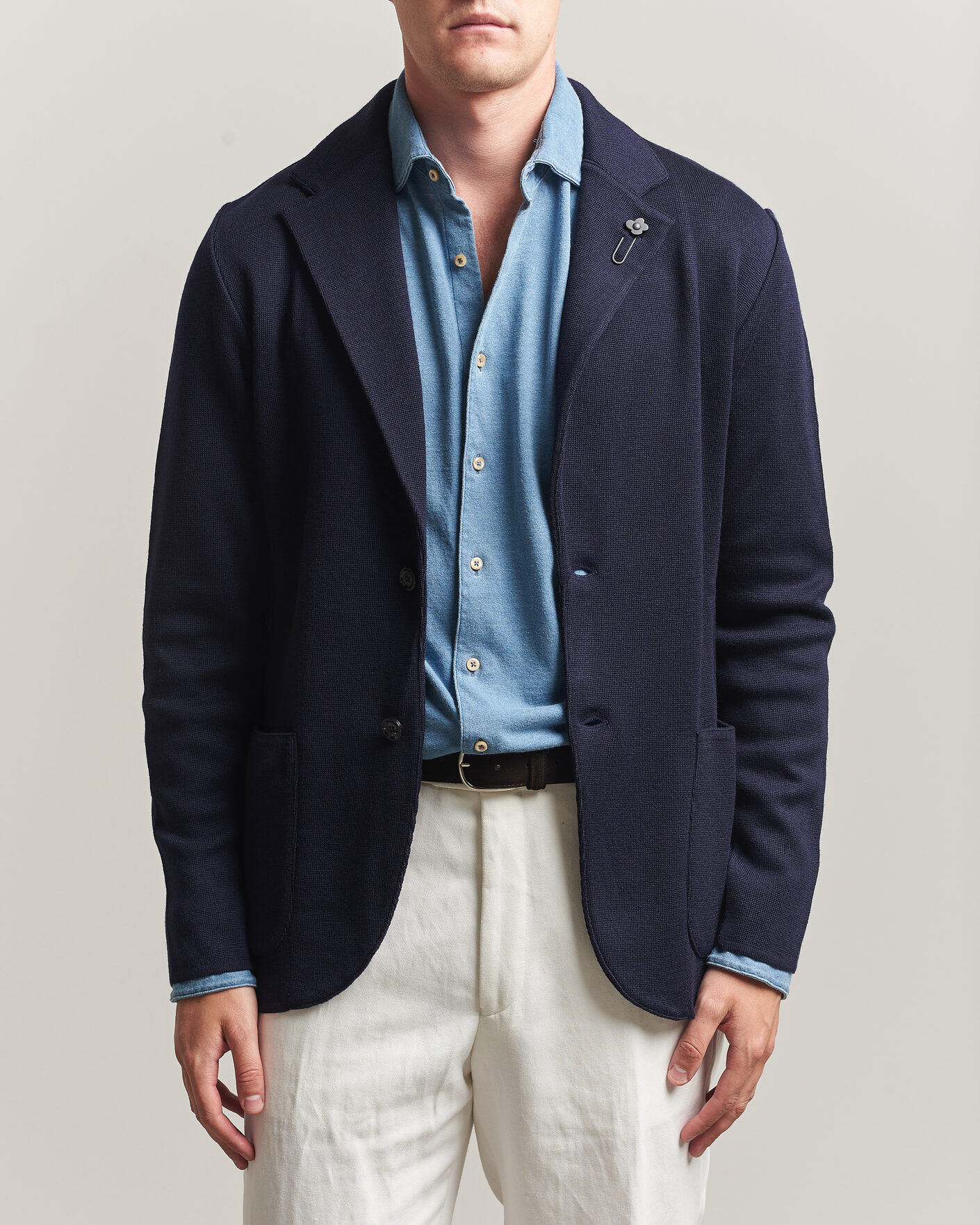 Herre | Dressjakker | Lardini | Knitted Wool Blazer Navy