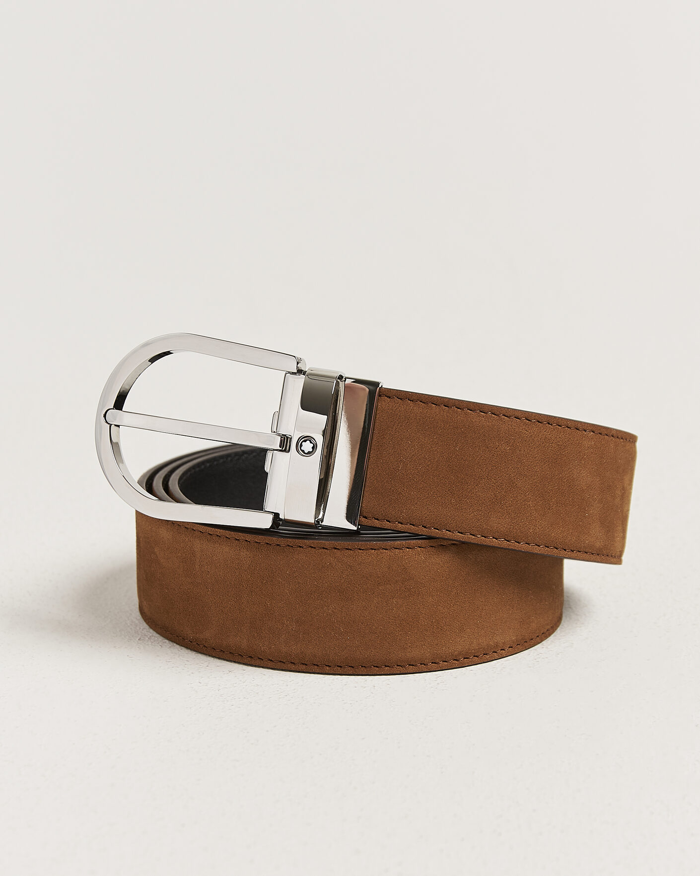 Herre | Belter | Montblanc | 35mm Reversible Suede/Calf Horseshoe Belt Brown/Black