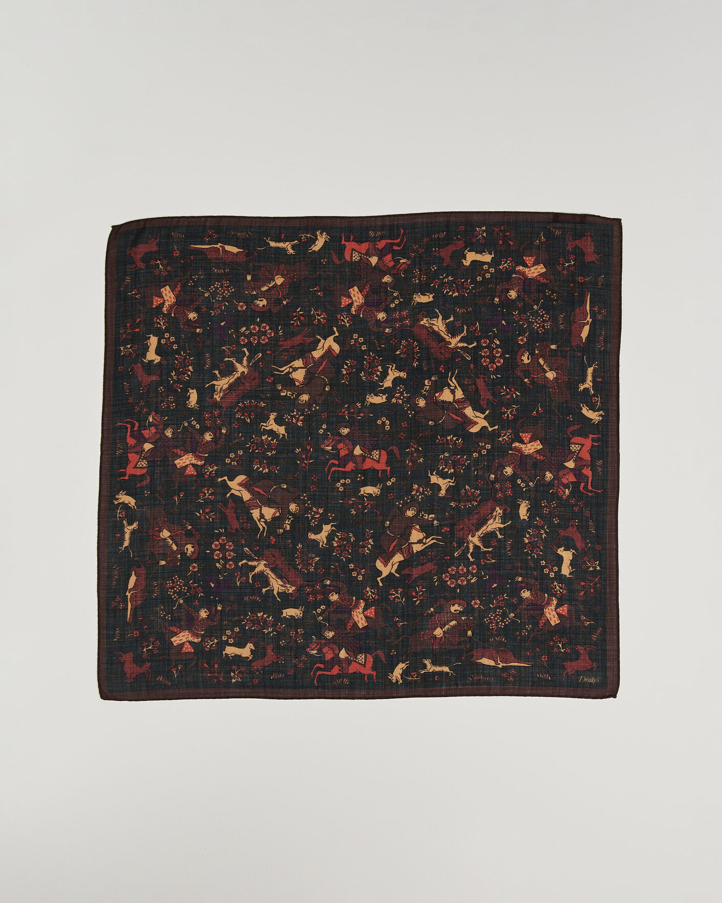 Herre | Scarves | Drake's | Moghul Wool/Silk Bandana Green