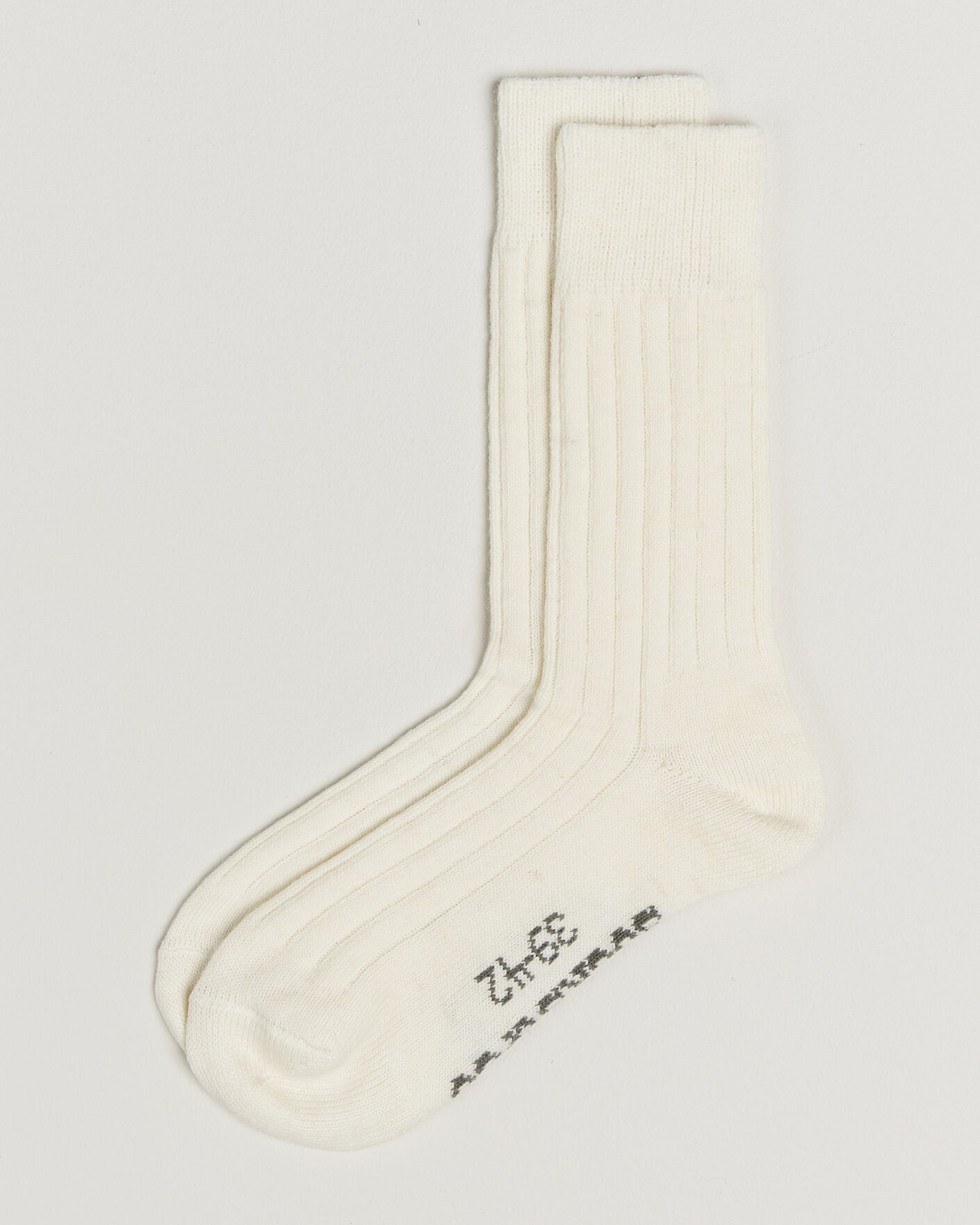 Herre | Undertøy | Alpacasocks & Co | 2-Pack Ribbed Alpacka Wool Socks Off White