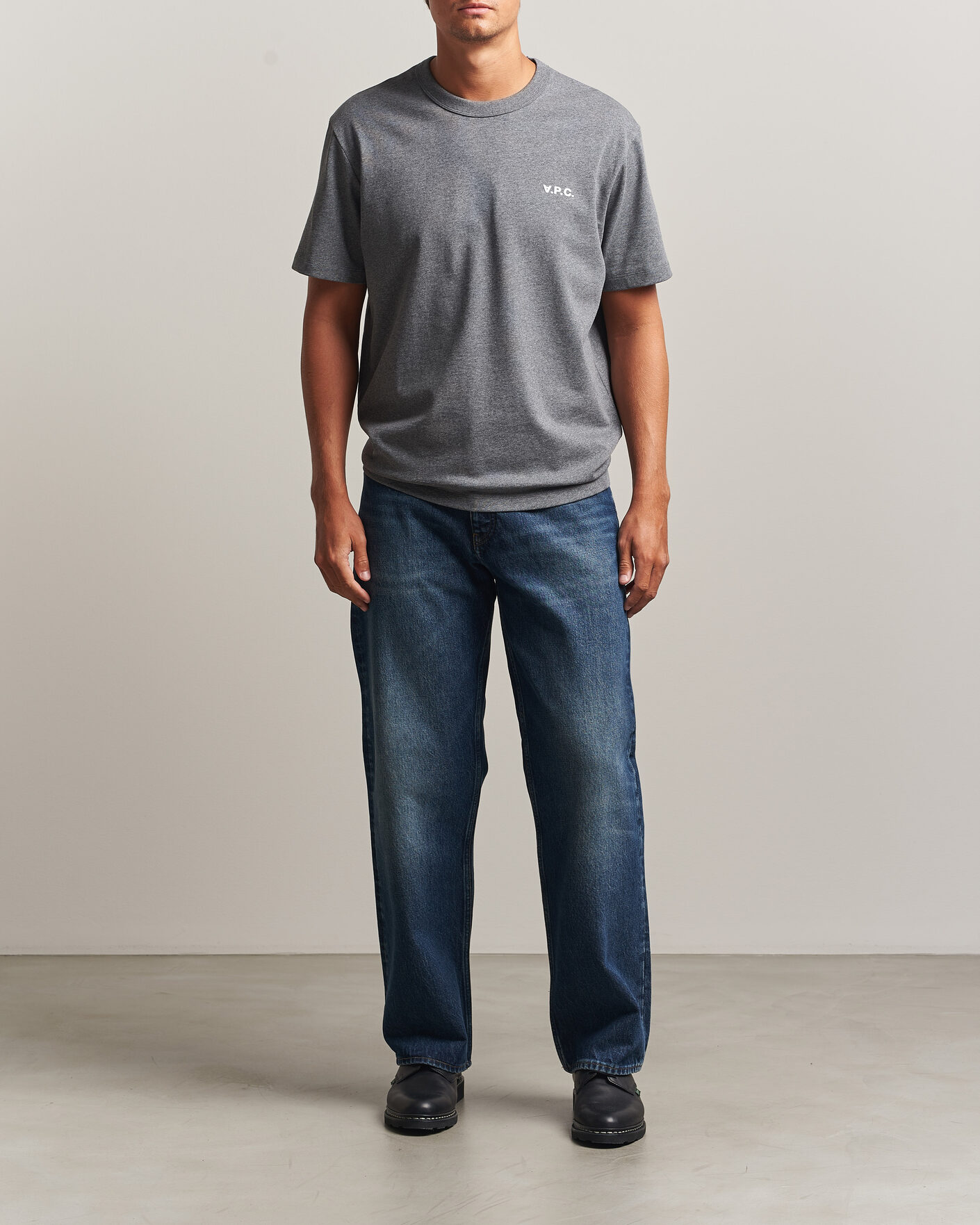 Herre | T-Shirts | A.P.C. | Boxy Fit Petit VPC T-Shirt Heathered Anthracite