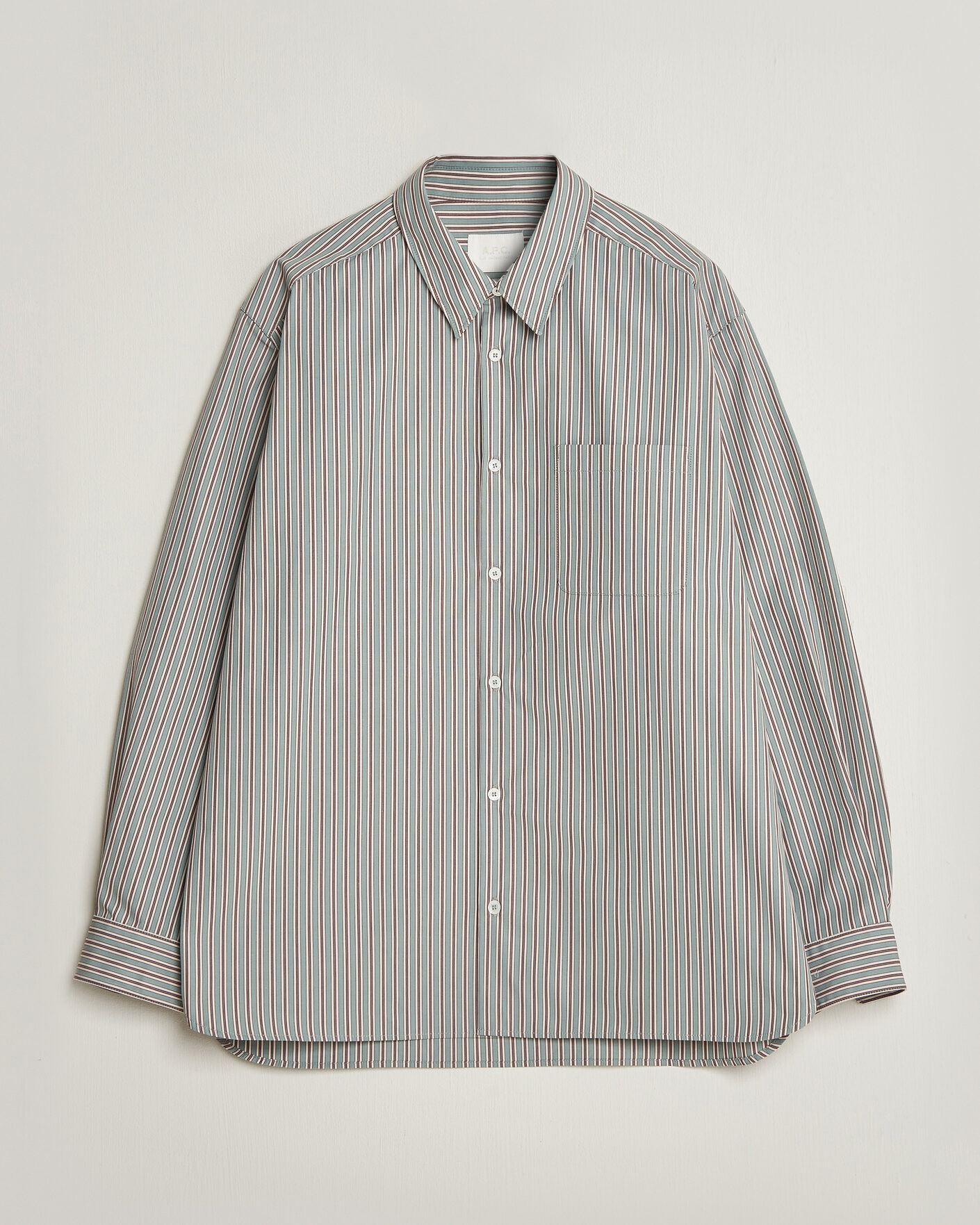 Herre | Skjorter | A.P.C. | Malo Cotton Striped Shirt Almond Green