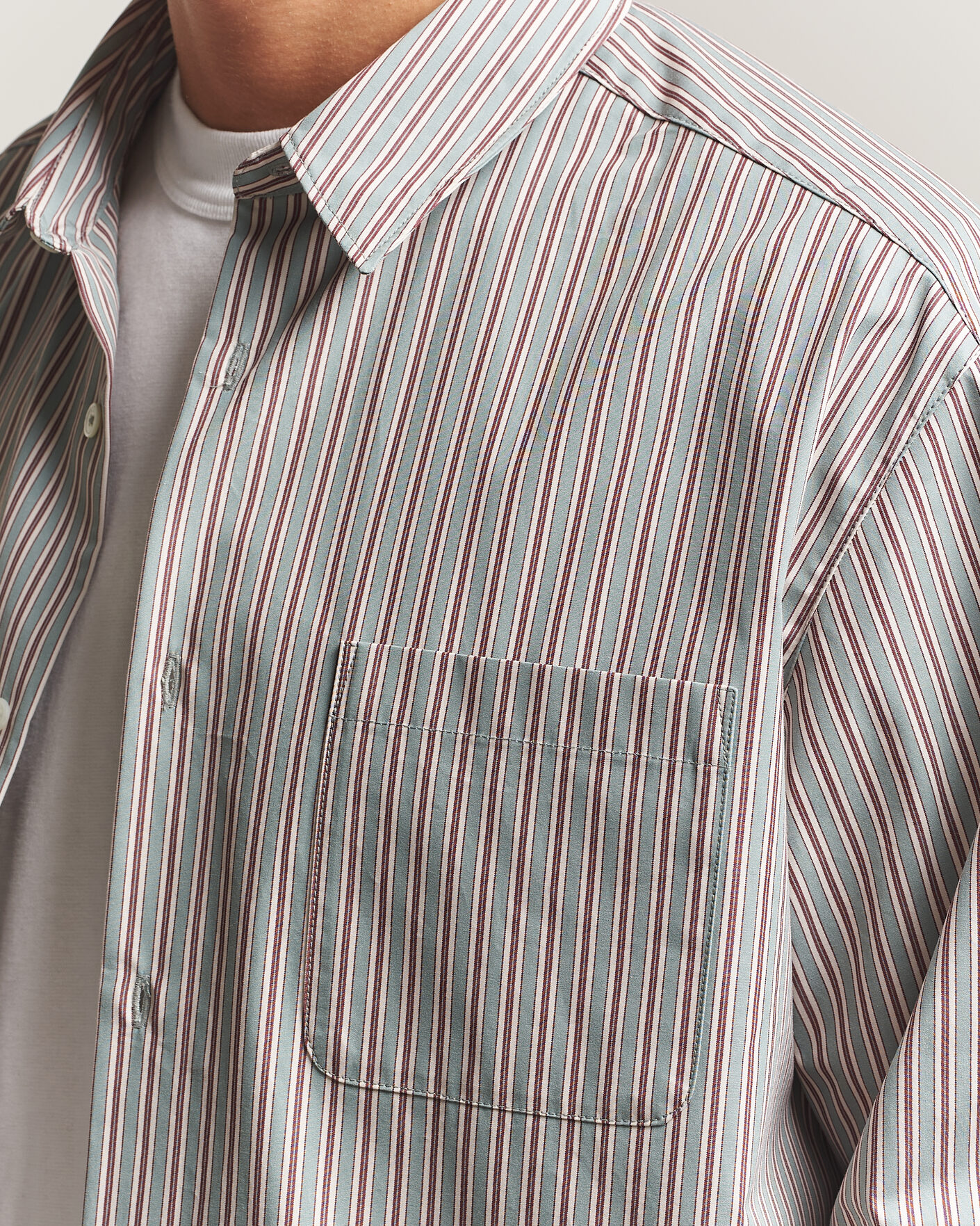 Herre | Skjorter | A.P.C. | Malo Cotton Striped Shirt Almond Green