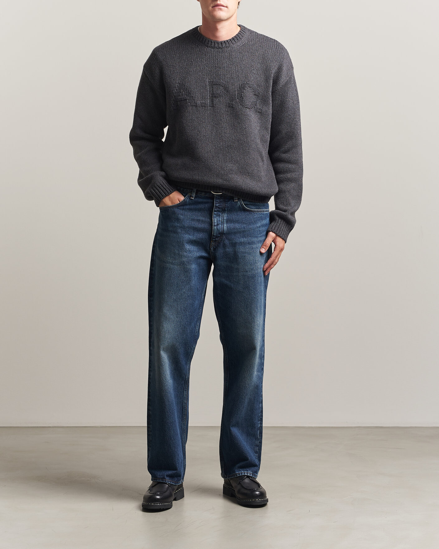 Herre | Gensere | A.P.C. | George Wool Knitted Sweater Anthracite Melange