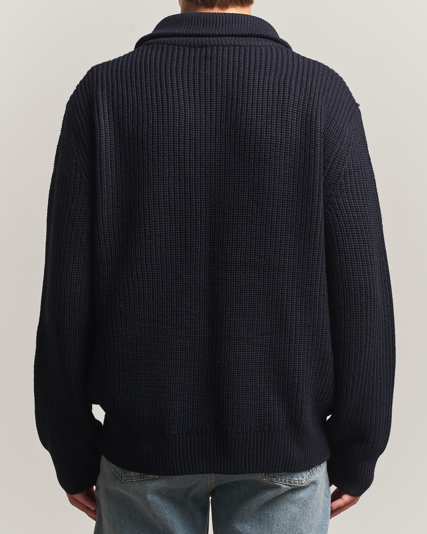 Herre | Gensere | A.P.C. | Daniel Wool Rib Knitted Half Zip Dark Navy