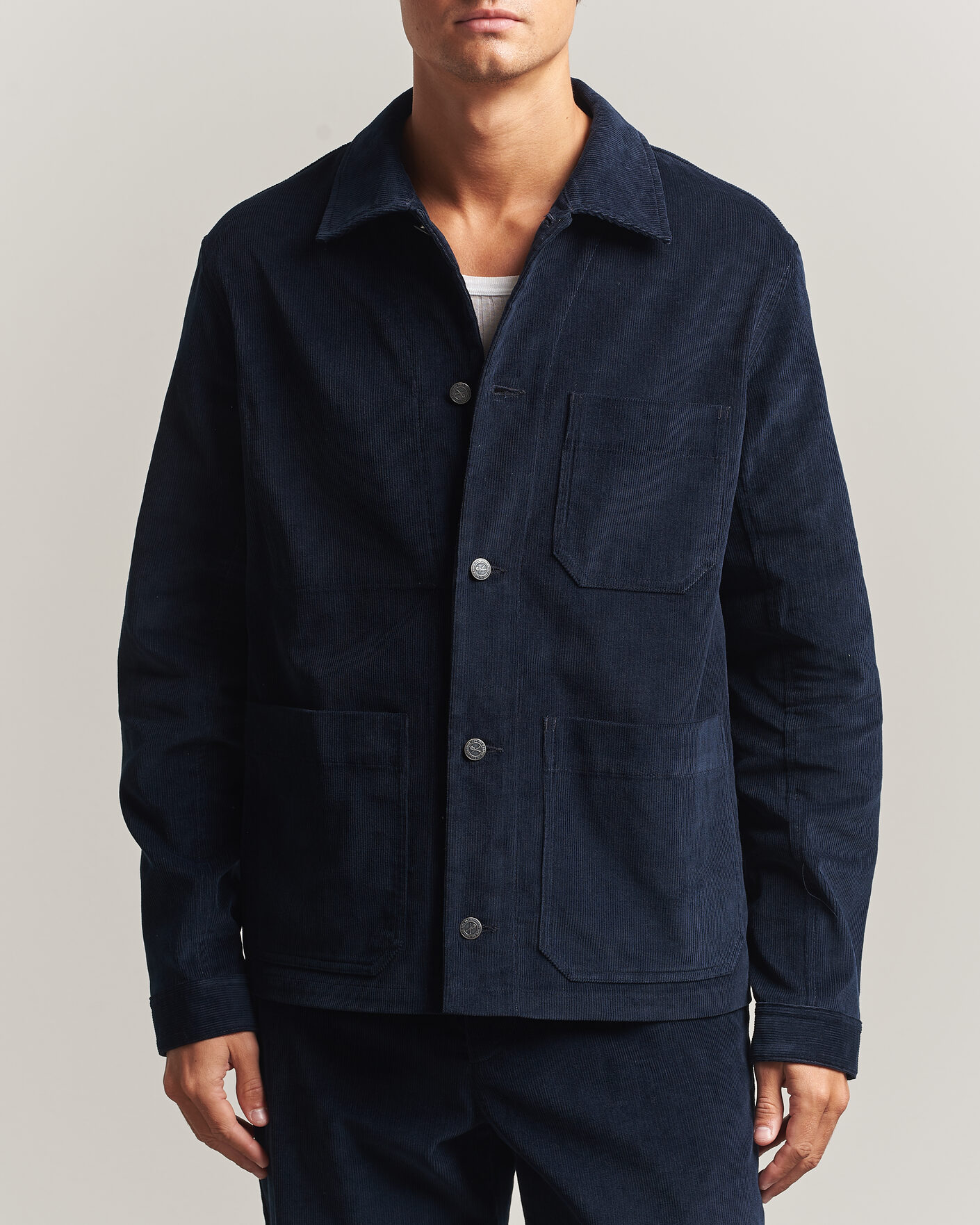 Herre | Skjorter | A.P.C. | New Rodney Corduroy Overshirt Dark Navy