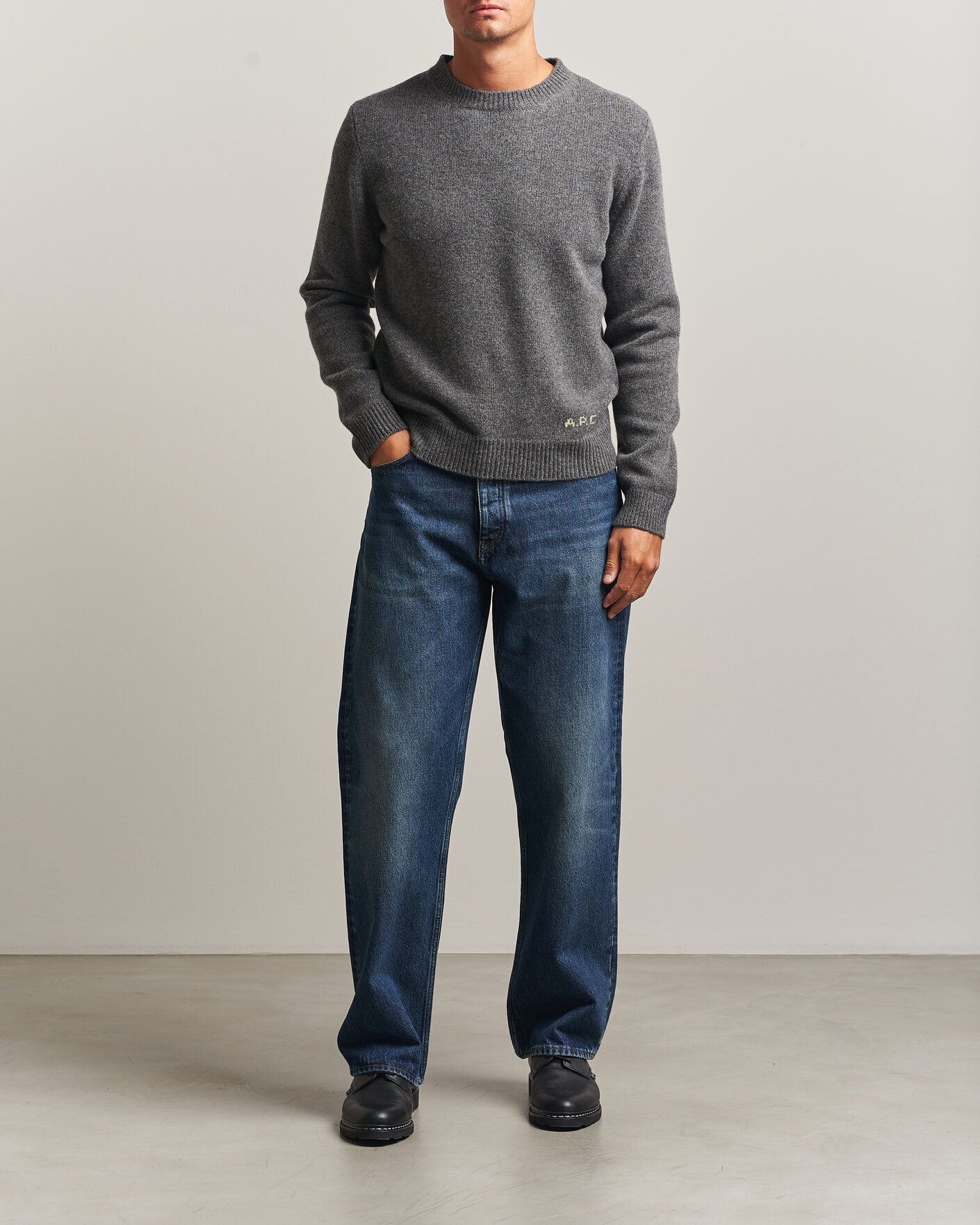 Herre | Gensere | A.P.C. | Edmond Wool Knitted Sweater Anthracite Melange