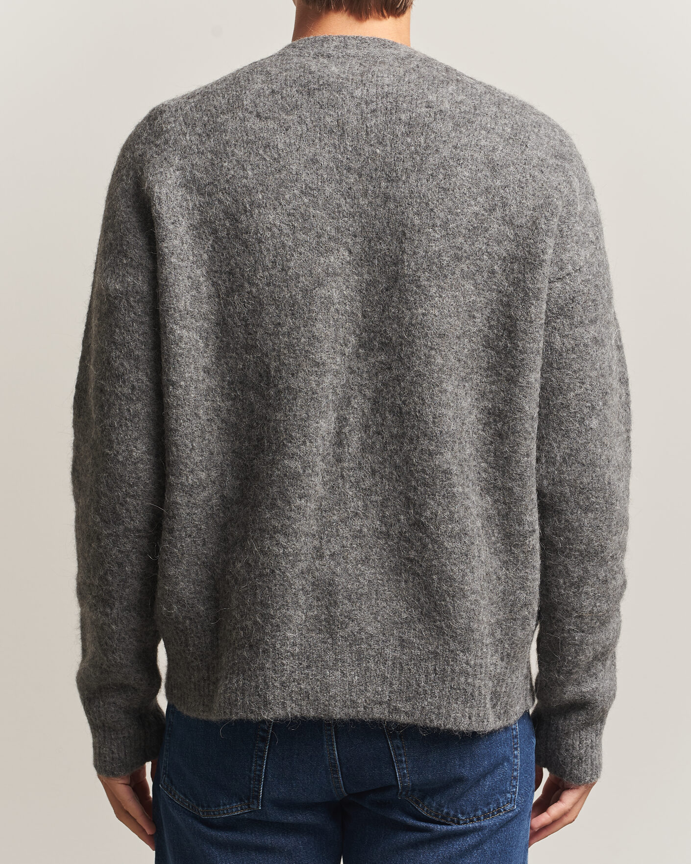 Herre | Gensere | AMI | Signature Logo Wool Knitted Cardigan Grey Melange