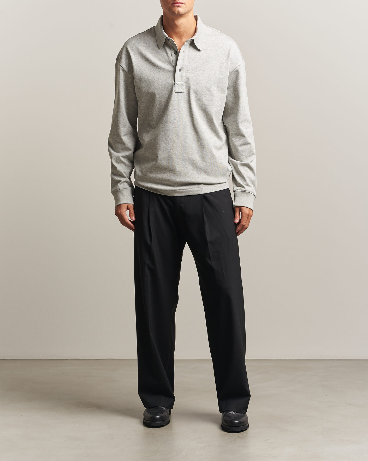 Herre | Gensere | AMI | Heritage Logo Rugger Light Grey Melange