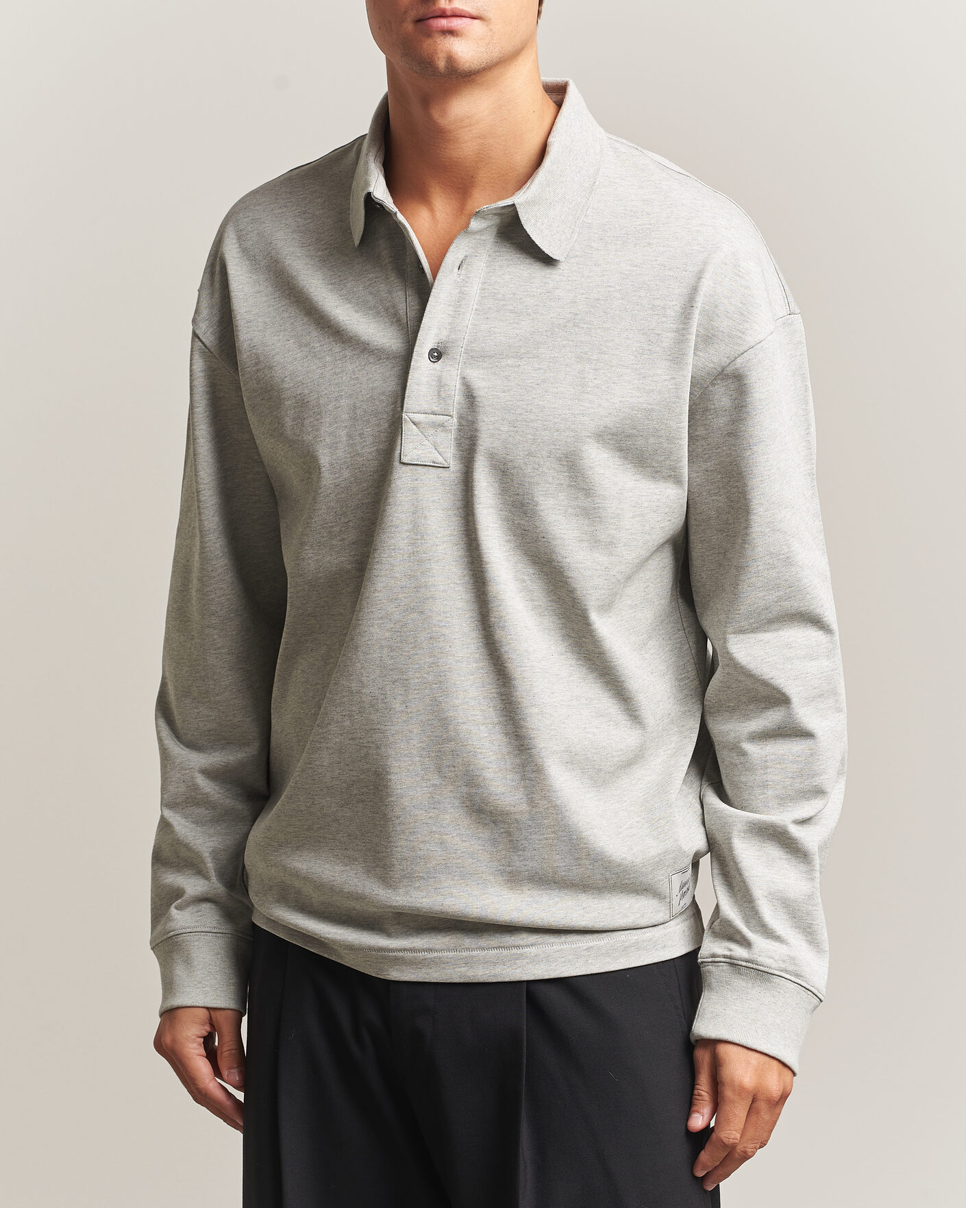 Herre | Gensere | AMI | Heritage Logo Rugger Light Grey Melange