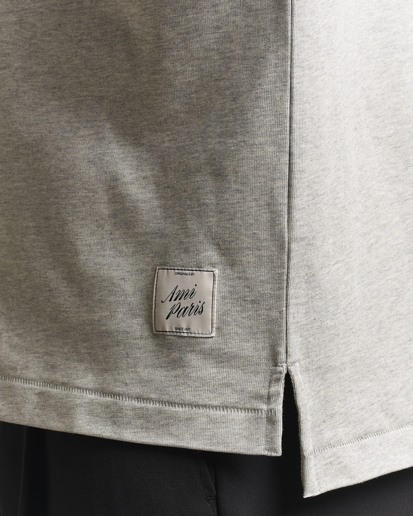 Herre | Gensere | AMI | Heritage Logo Rugger Light Grey Melange