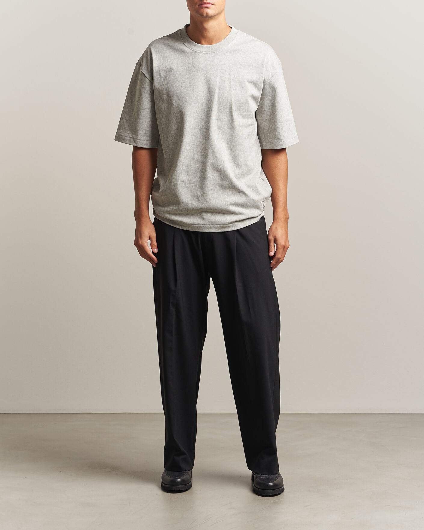 Herre | T-Shirts | AMI | Heritage Logo T-Shirt Light Grey Melange