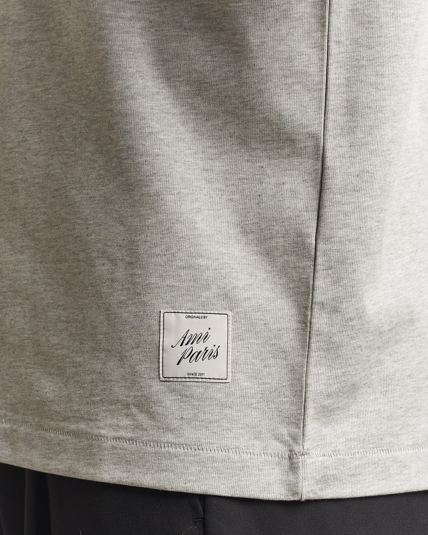 Herre | T-Shirts | AMI | Heritage Logo T-Shirt Light Grey Melange