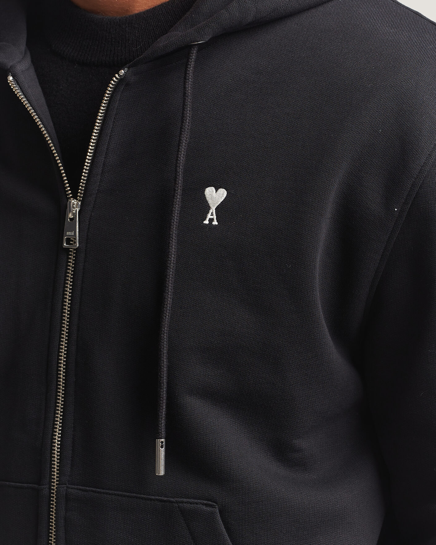 Herre | Gensere | AMI | Contrasted Heart Logo Full Zip Hoodie Black