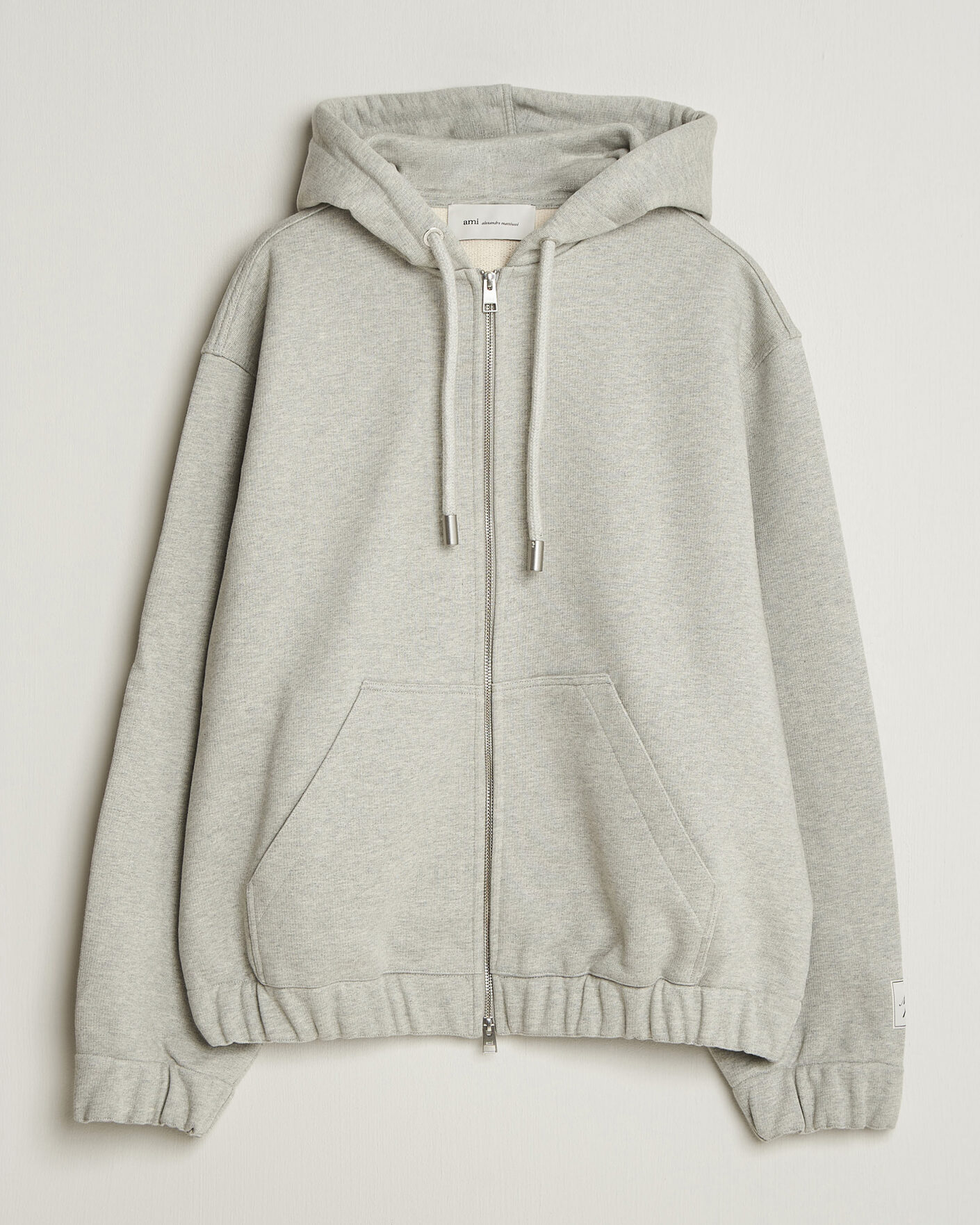 Herre | Gensere | AMI | Heritage Logo Full Zip Hoodie Light Grey Melange