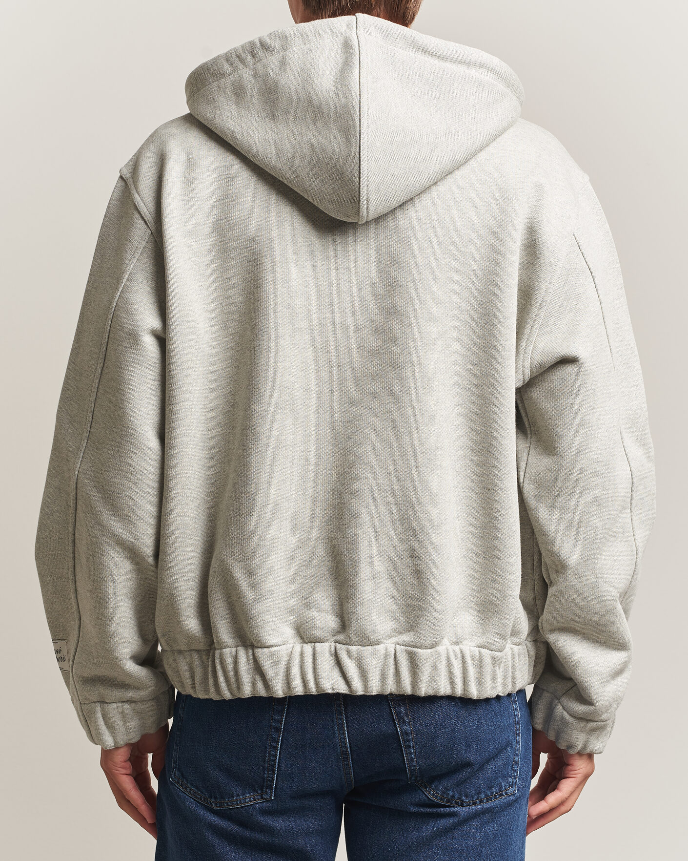 Herre | Gensere | AMI | Heritage Logo Full Zip Hoodie Light Grey Melange