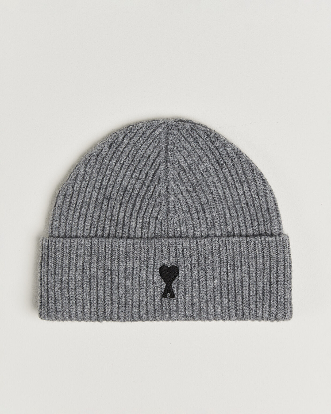 Herre | Luer | AMI | Contrasted Heart Logo Beanie Light Grey Melange