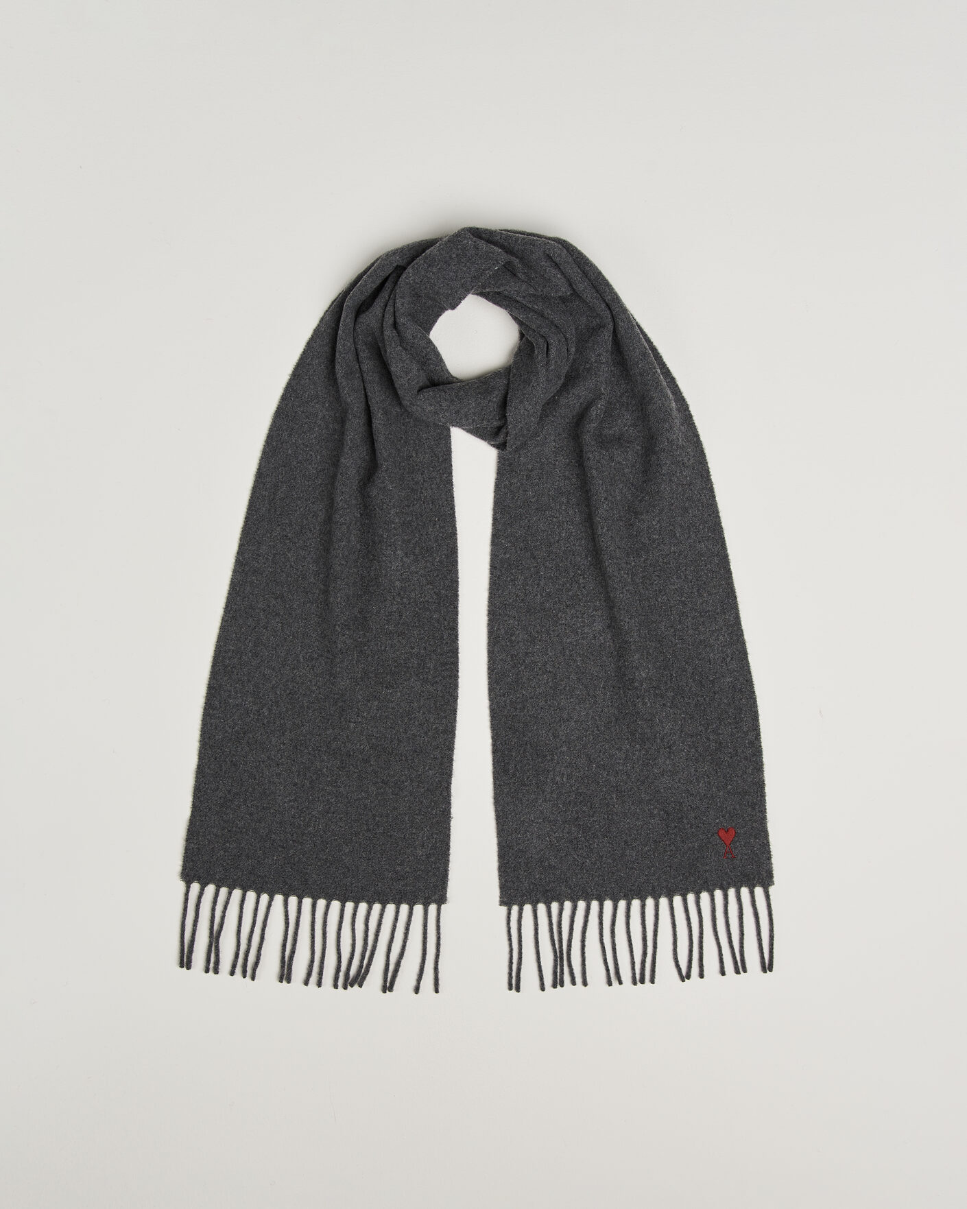 Herre | Skjerf | AMI | Heart Logo Scarf Grey Melange