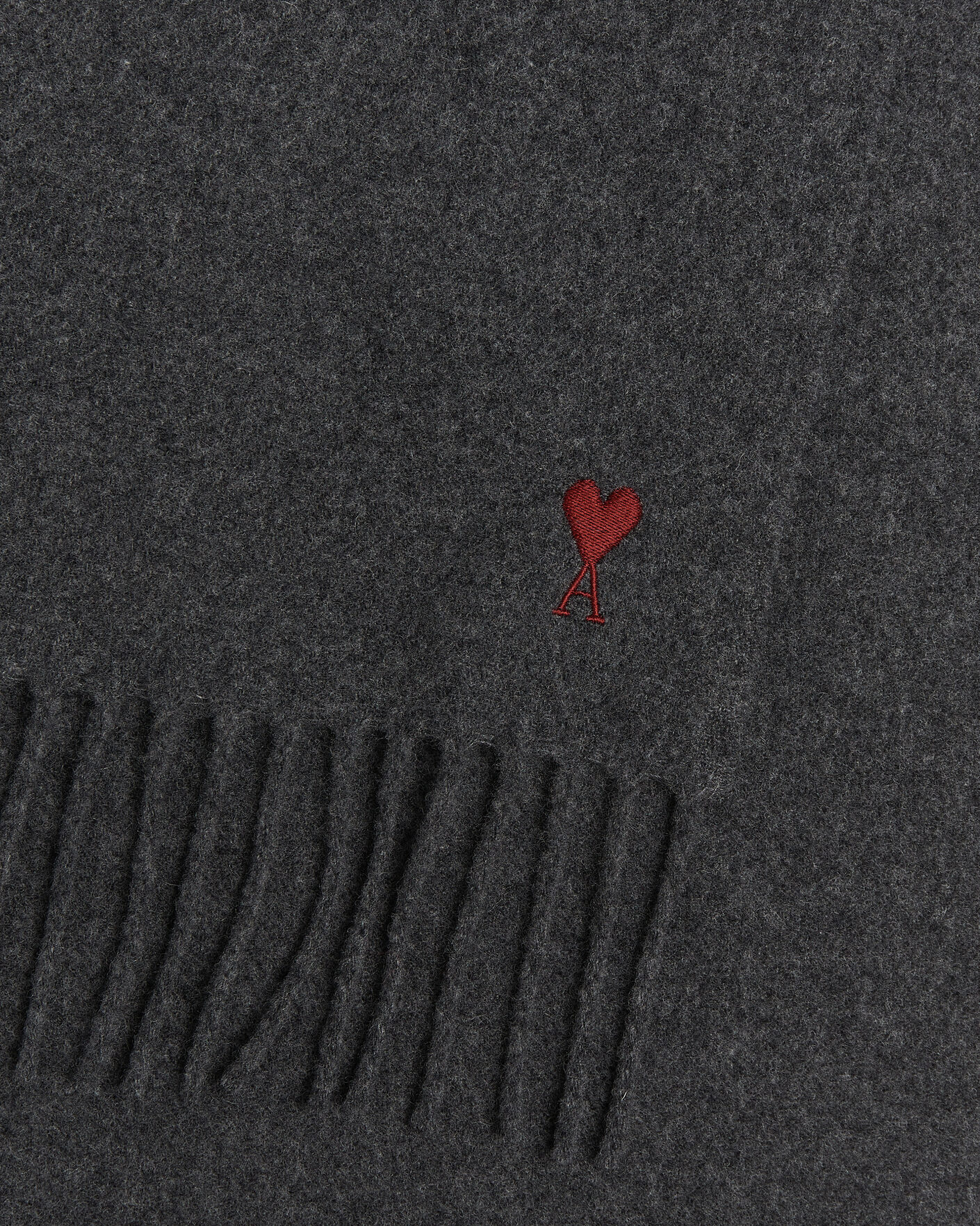 Herre | Skjerf | AMI | Heart Logo Scarf Grey Melange