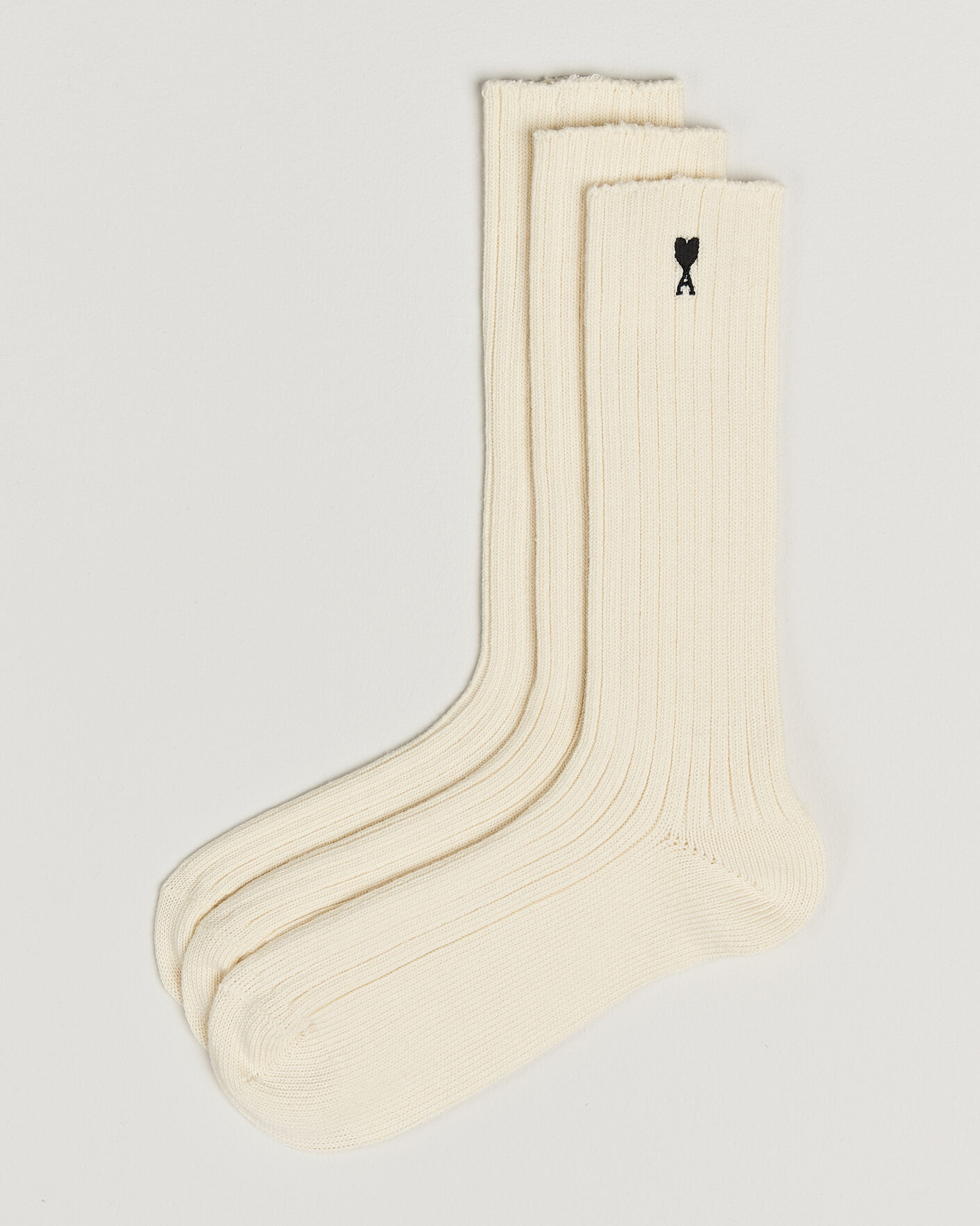 Herre | Undertøy | AMI | 3-Pack Heart Logo Cotton Socks Ivory