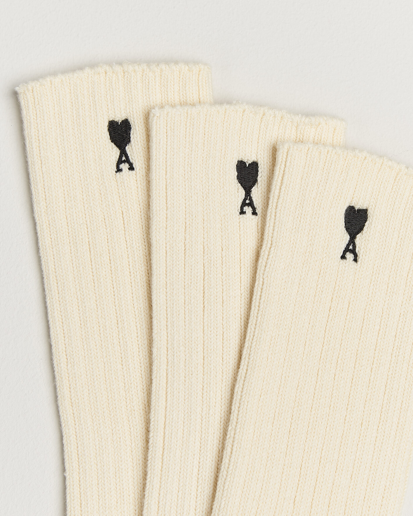 Herre | Undertøy | AMI | 3-Pack Heart Logo Cotton Socks Ivory