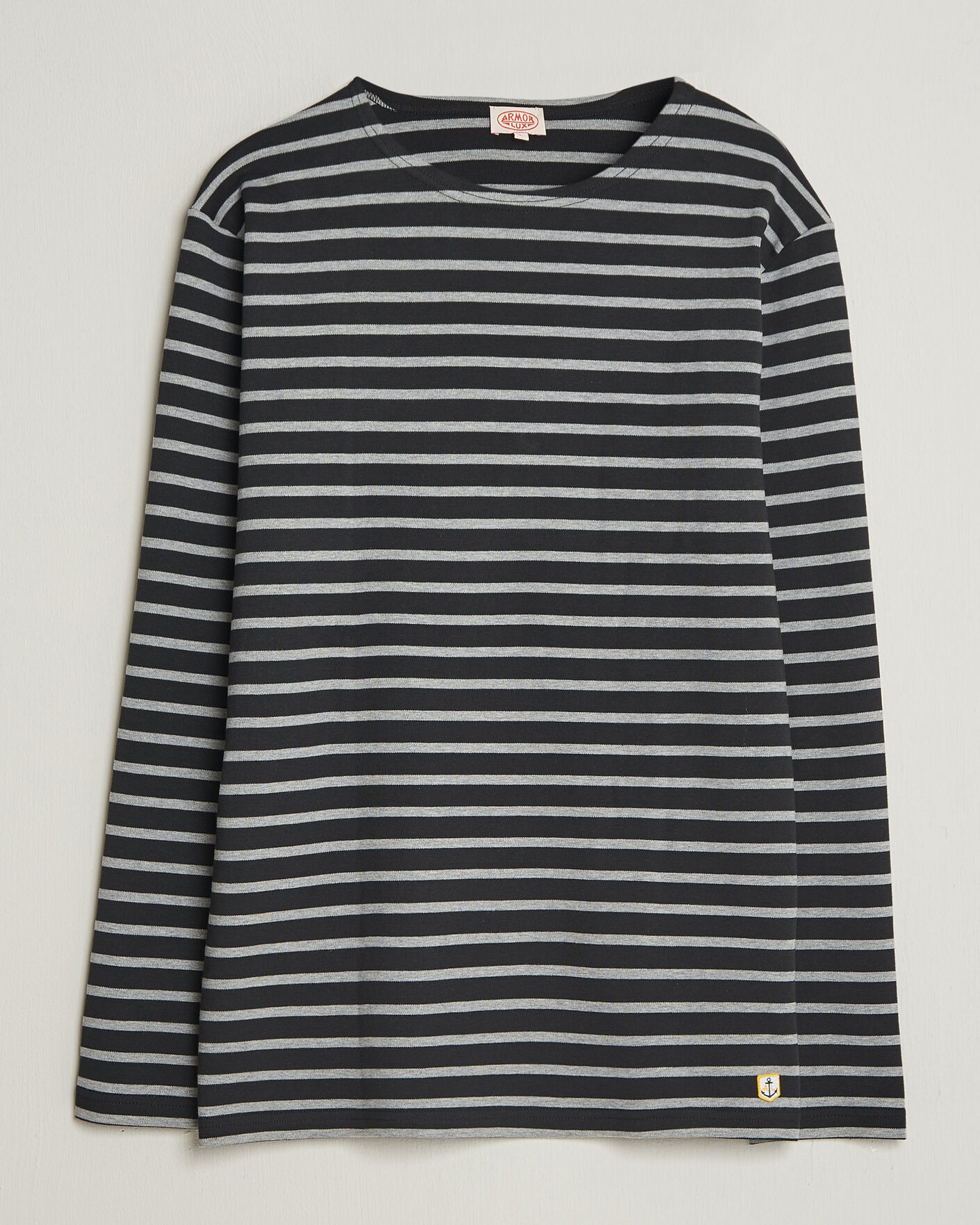 Herre | T-Shirts | Armor-lux | Houat Héritage Stripe Long Sleeve T-Shirt Black/Grey