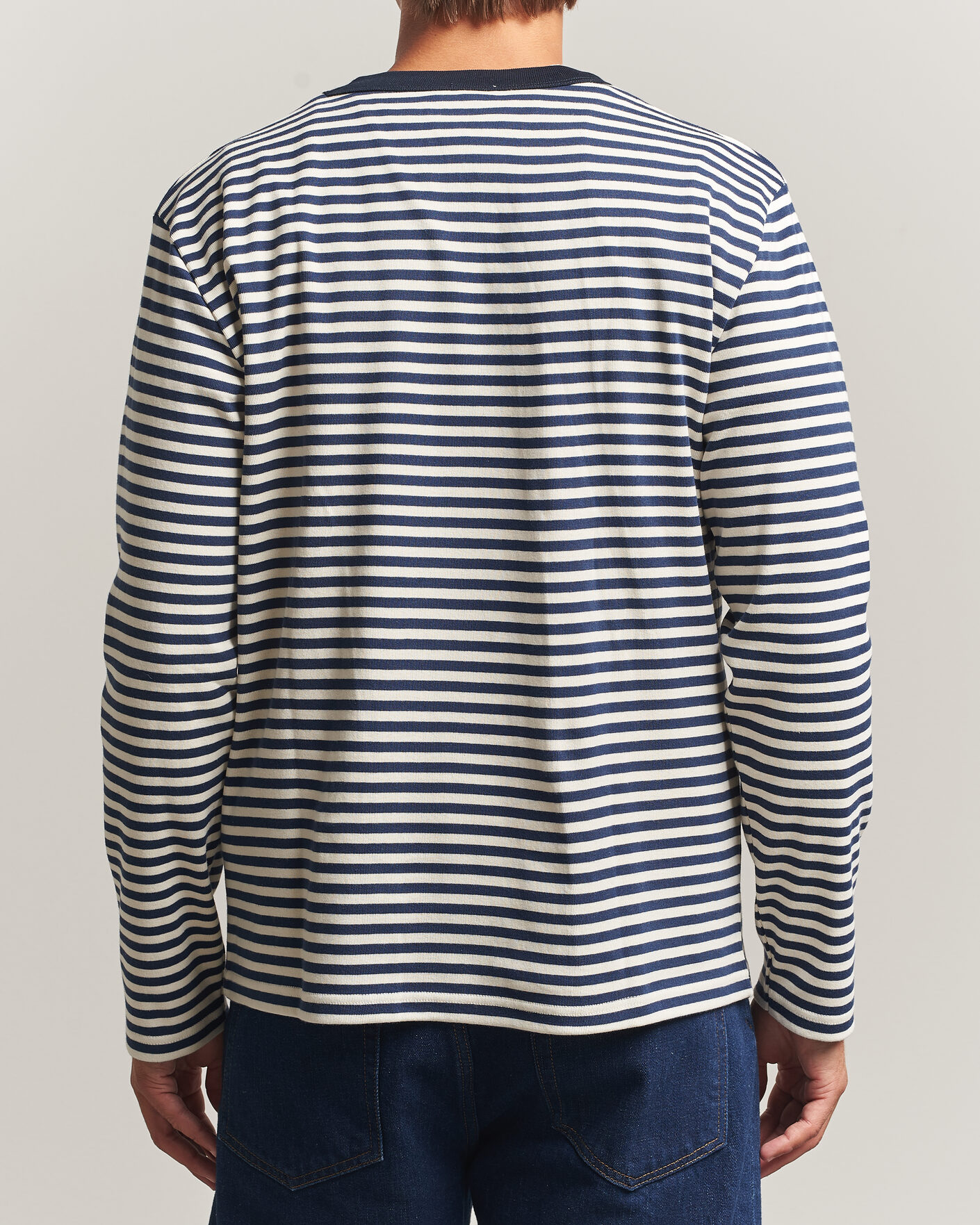 Herre | T-Shirts | Armor-lux | Héritage Striped Long Sleeve T-Shirt Marine/Milk