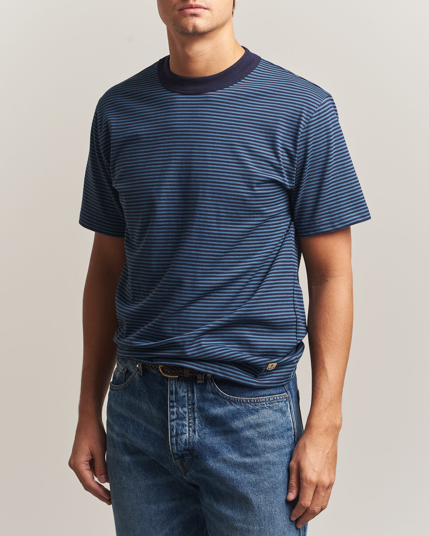 Herre | T-Shirts | Armor-lux | Héritage Callac Striped T-Shirt Navy/Teal