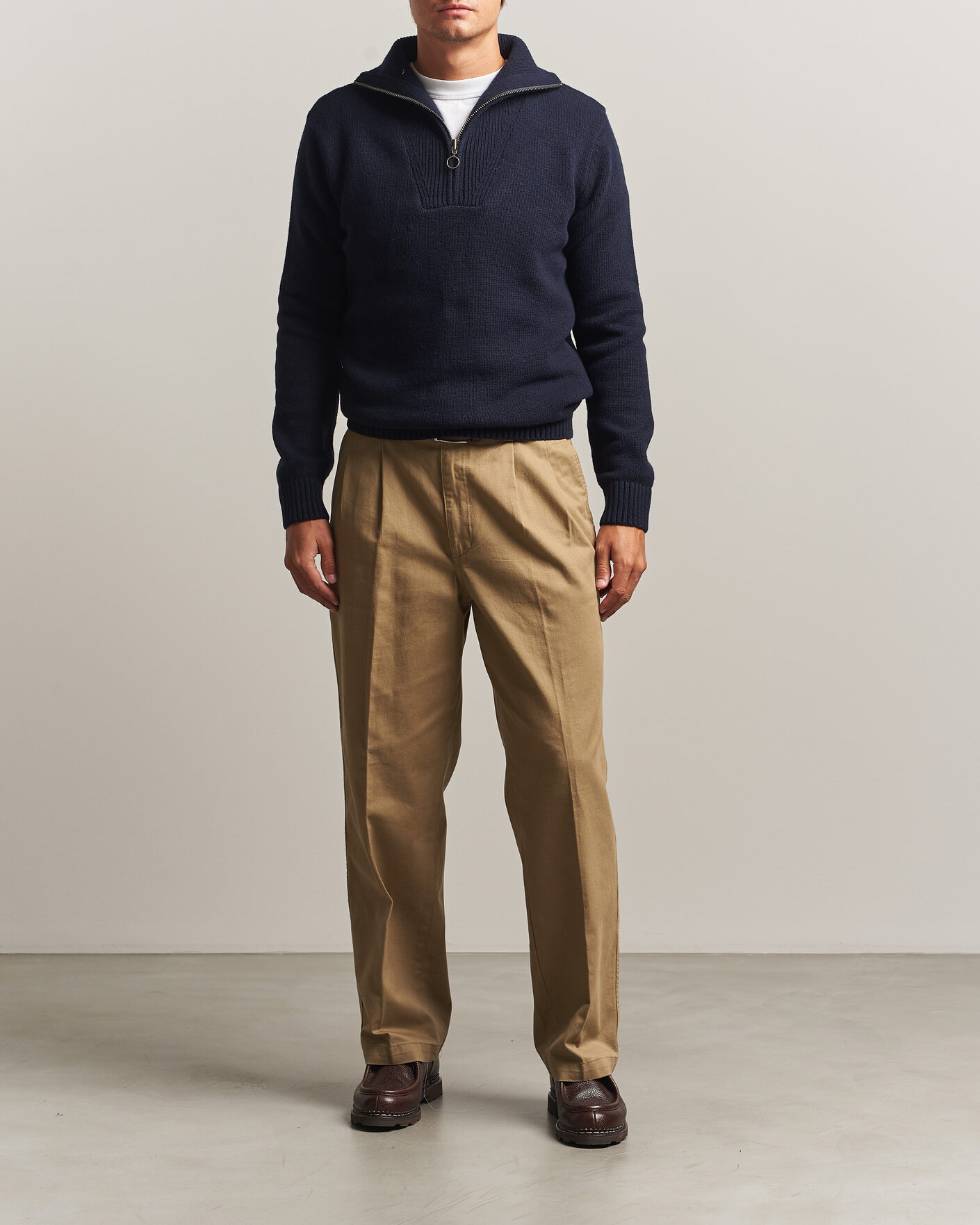 Herre | Gensere | Armor-lux | Wool Knitted Half Zip Navy