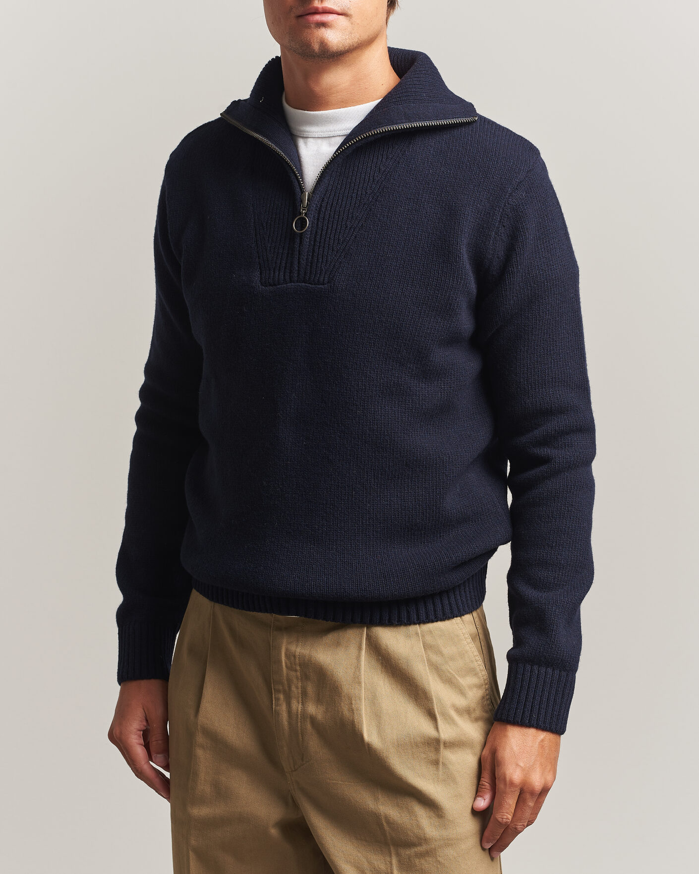 Herre | Gensere | Armor-lux | Wool Knitted Half Zip Navy