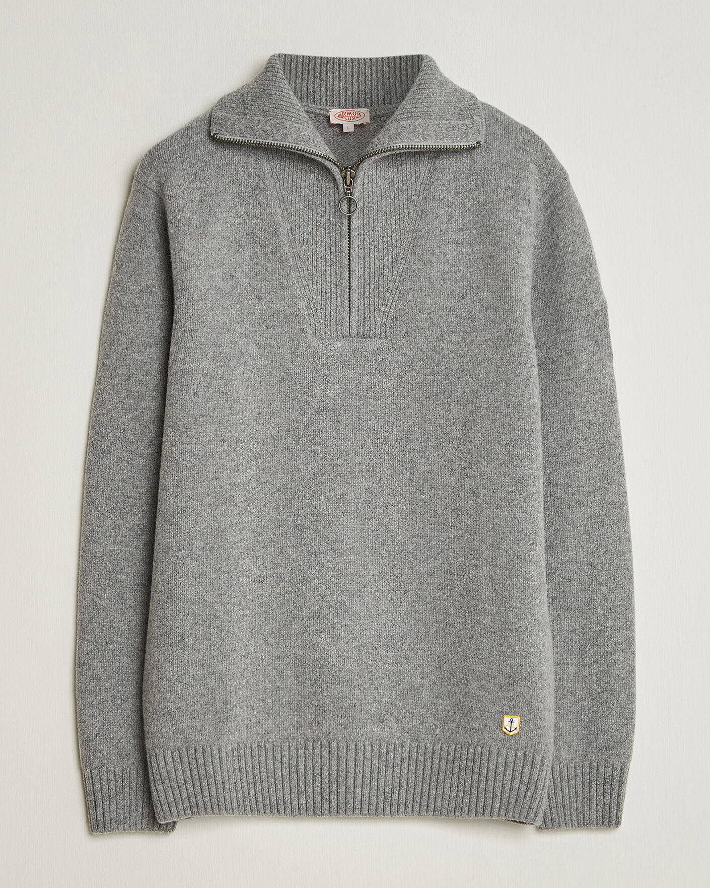 Herre | Gensere | Armor-lux | Wool Knitted Half Zip Slate