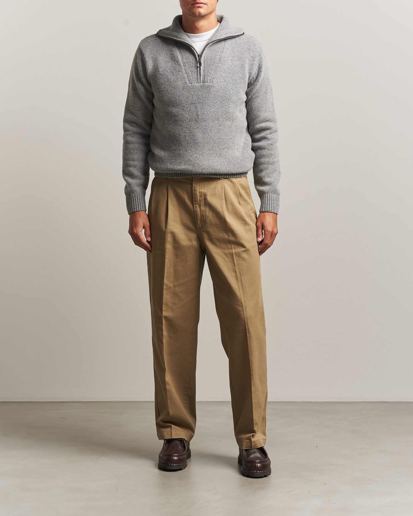 Herre | Gensere | Armor-lux | Wool Knitted Half Zip Slate