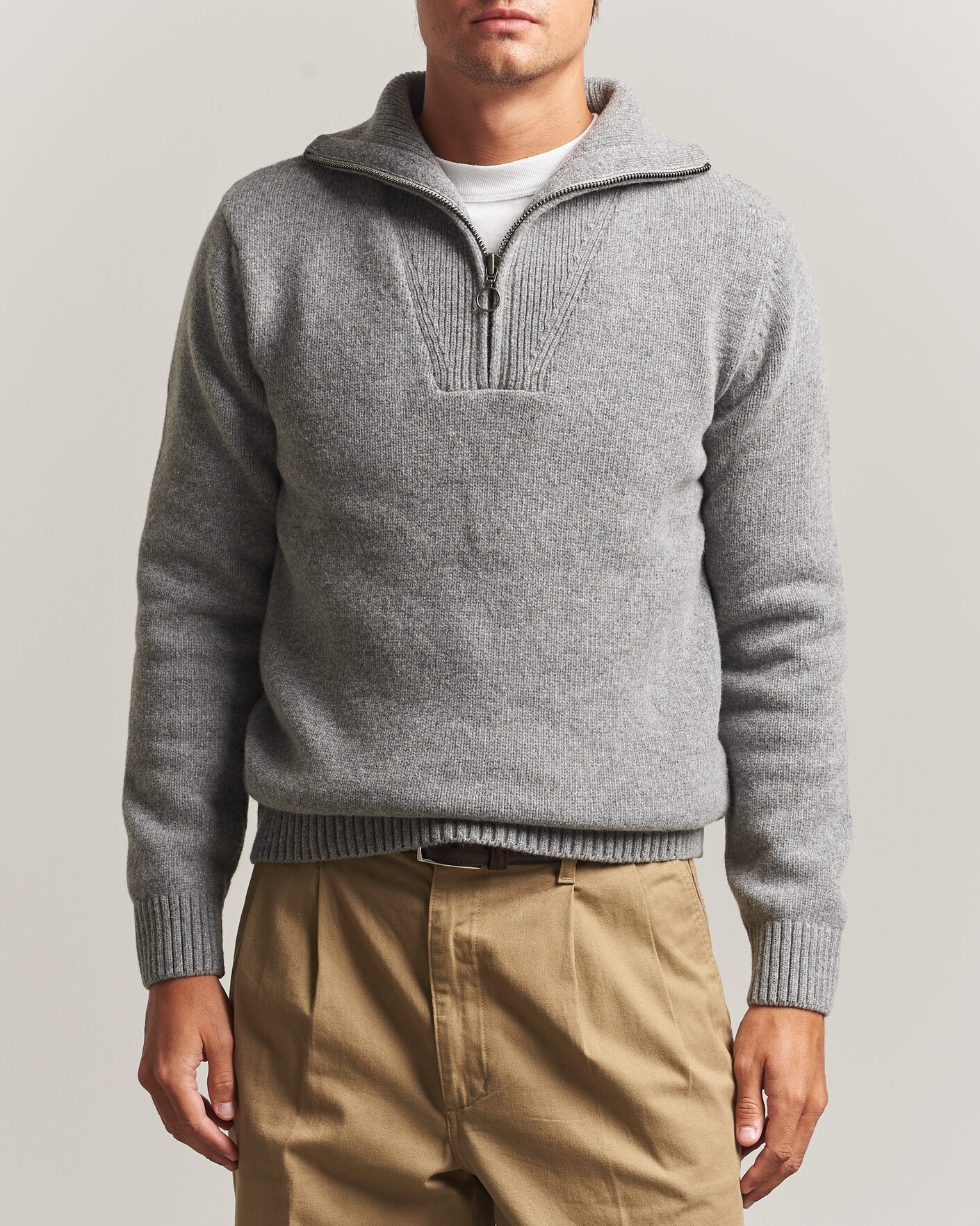 Herre | Gensere | Armor-lux | Wool Knitted Half Zip Slate