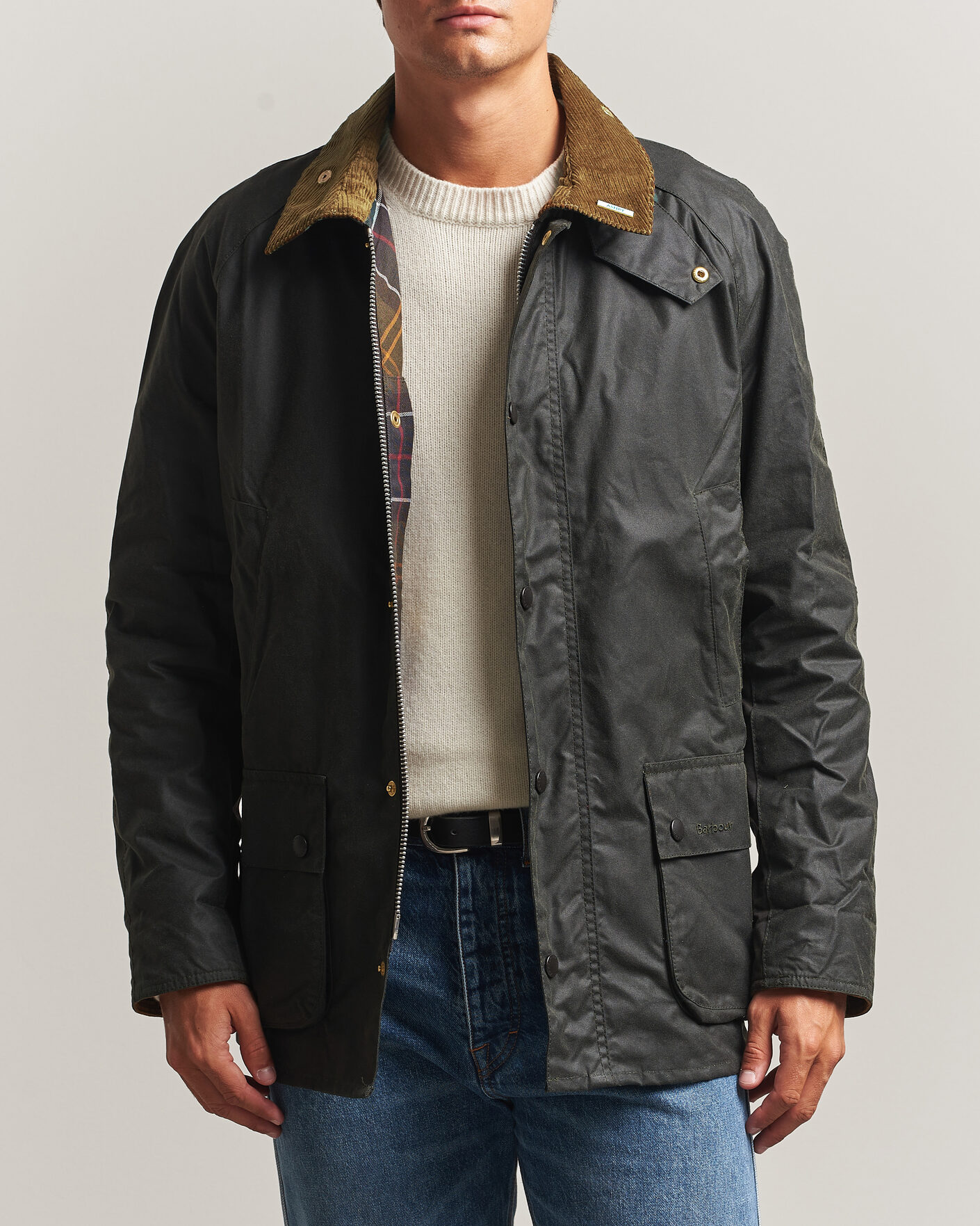 Barbour Lifestyle Icons Ashby Wax Jacket Sage hos CareOfCarl.no
