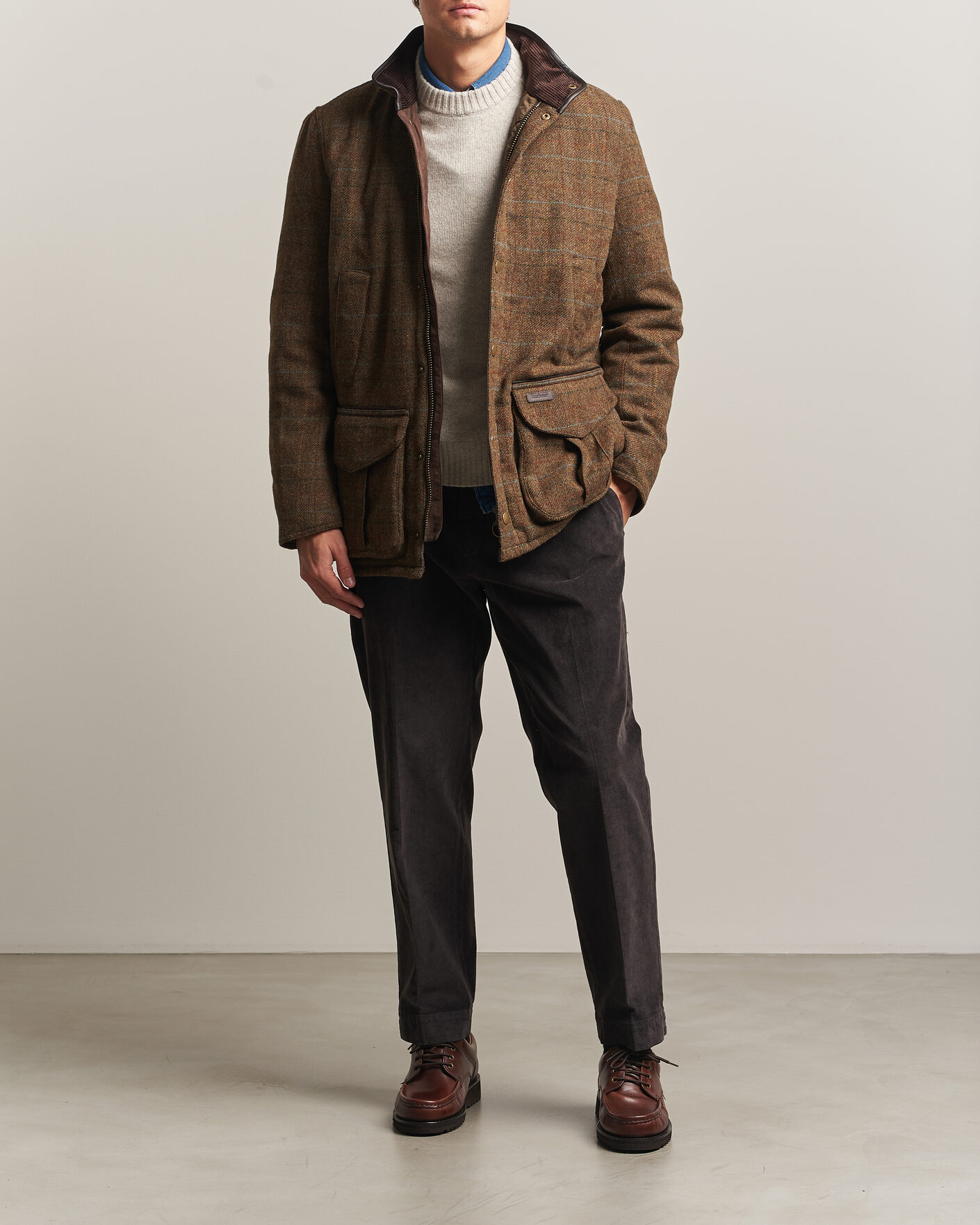 Herre | Jakker | Barbour Lifestyle | Hereford Tweed Wool Jacket Moss Green