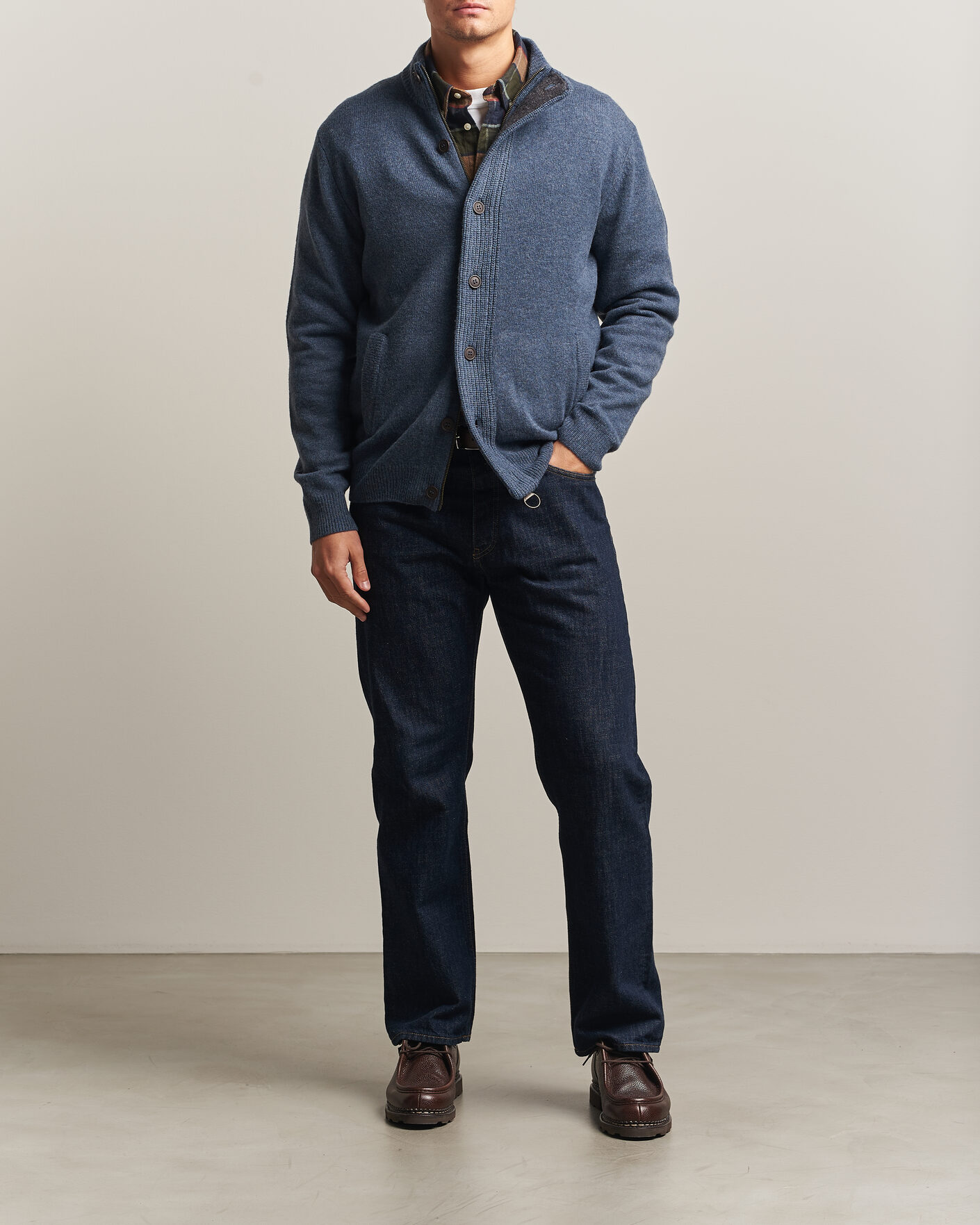 Herre | Gensere | Barbour Lifestyle | Essential Patch Zip Through Cardigan Dark Indigo