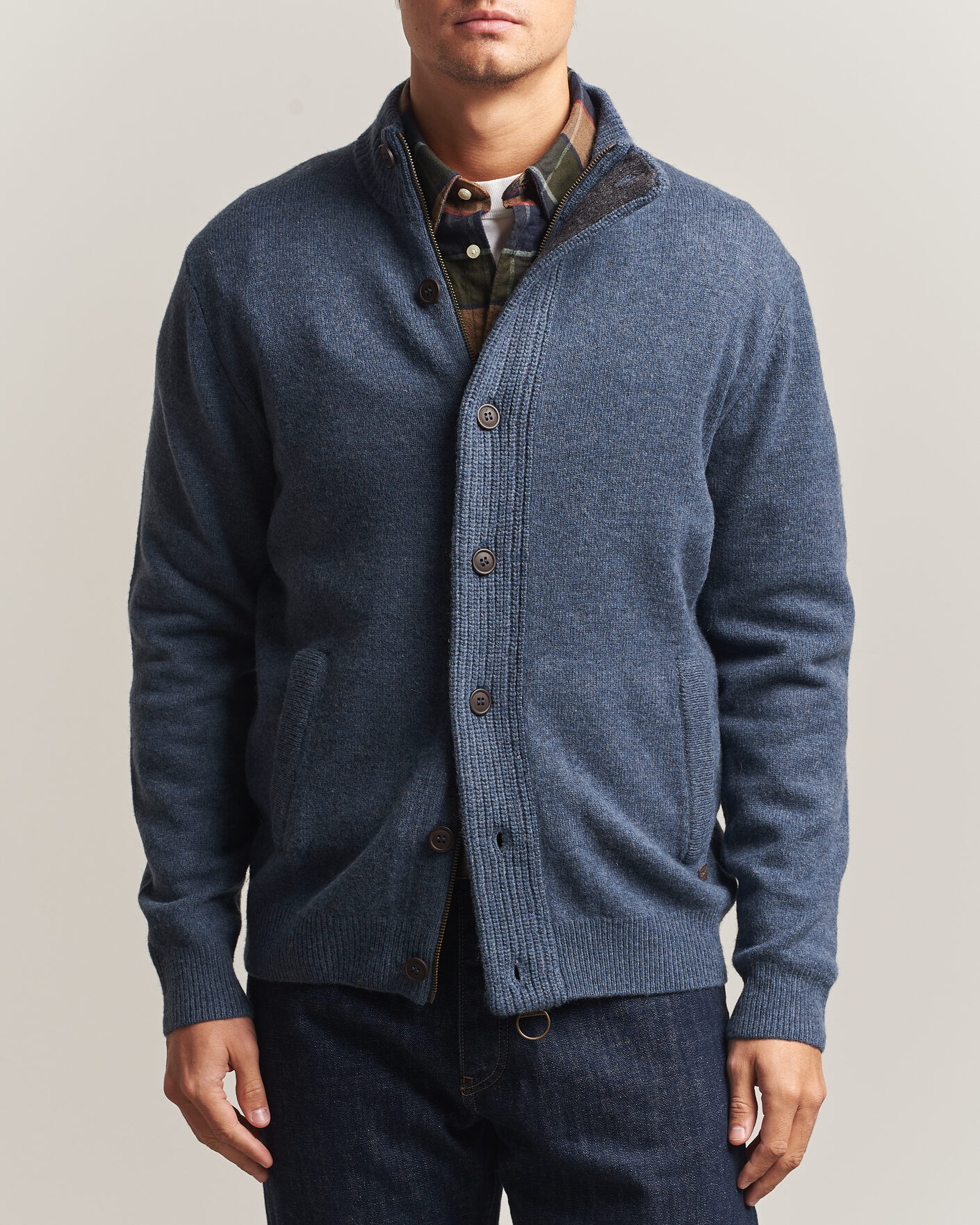 Herre | Gensere | Barbour Lifestyle | Essential Patch Zip Through Cardigan Dark Indigo